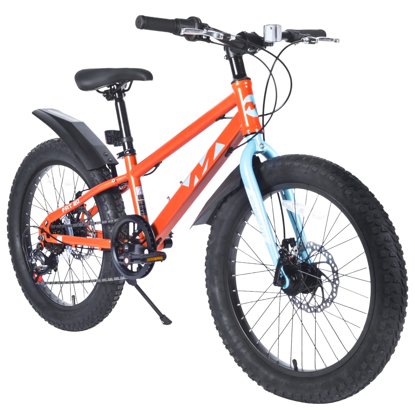 20 Inch Kids Bike, Kids' Bicycles with Double Disc Brakes, Shimano 7-Speed Kids Mountain Bike with Fat Tires, Kids Bicycle with Adjustable Seat, Girls Bike Boys Bike for Age 5 + Years