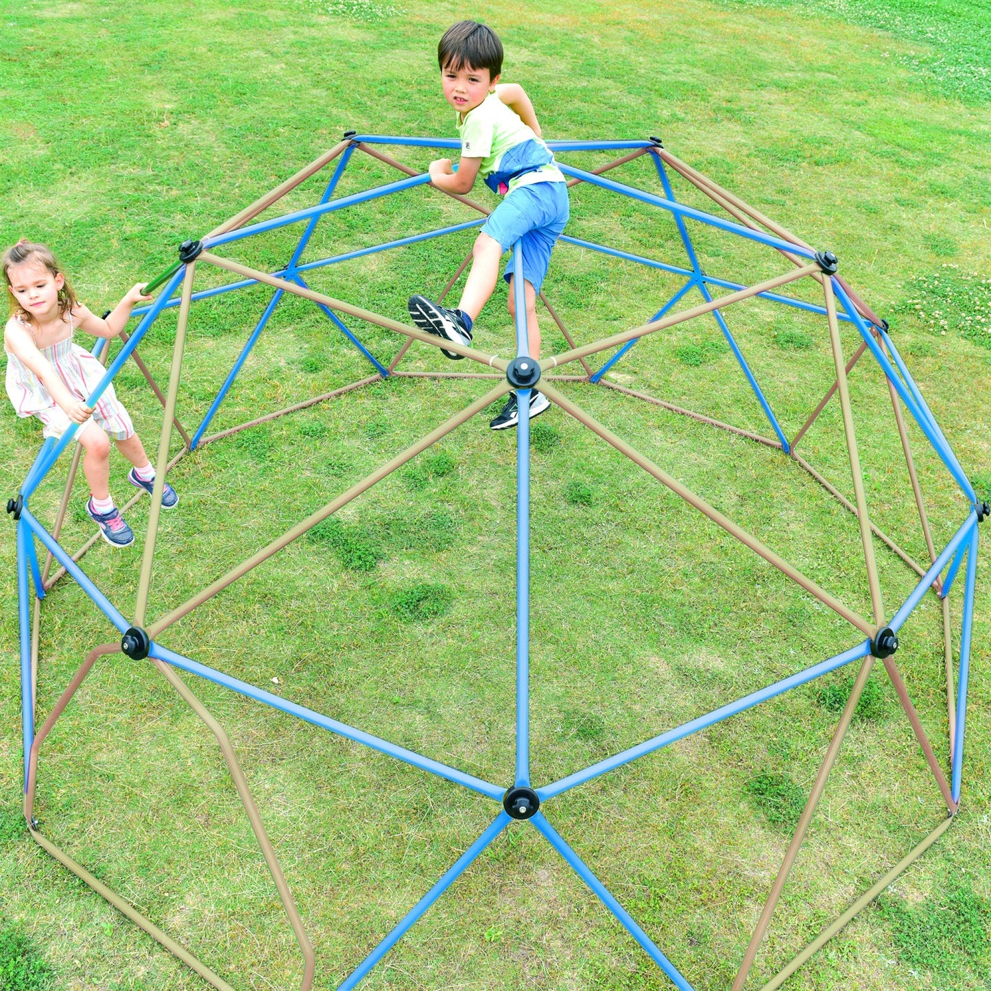 Climbing Dome for Kids Age 3-8, 13 ft Outdoor Jungle Gym with Rust & UV Resistant Steel, Geometric Playground Dome Climber Monkey Bars Climbing Tower for Backyard, Supporting 1000 LBS, Easy Assembly