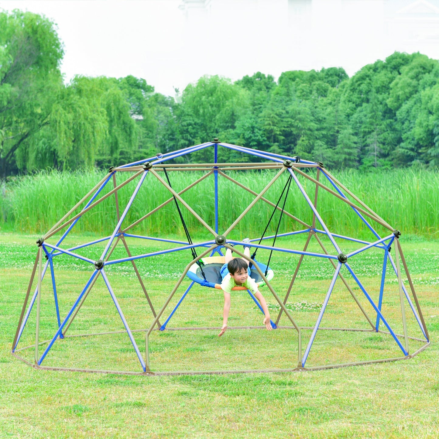 Climbing Dome for Kids Age 3-8, 13 ft Outdoor Jungle Gym with Rust & UV Resistant Steel, Geometric Playground Dome Climber Monkey Bars Climbing Tower for Backyard, Supporting 1000 LBS, Easy Assembly