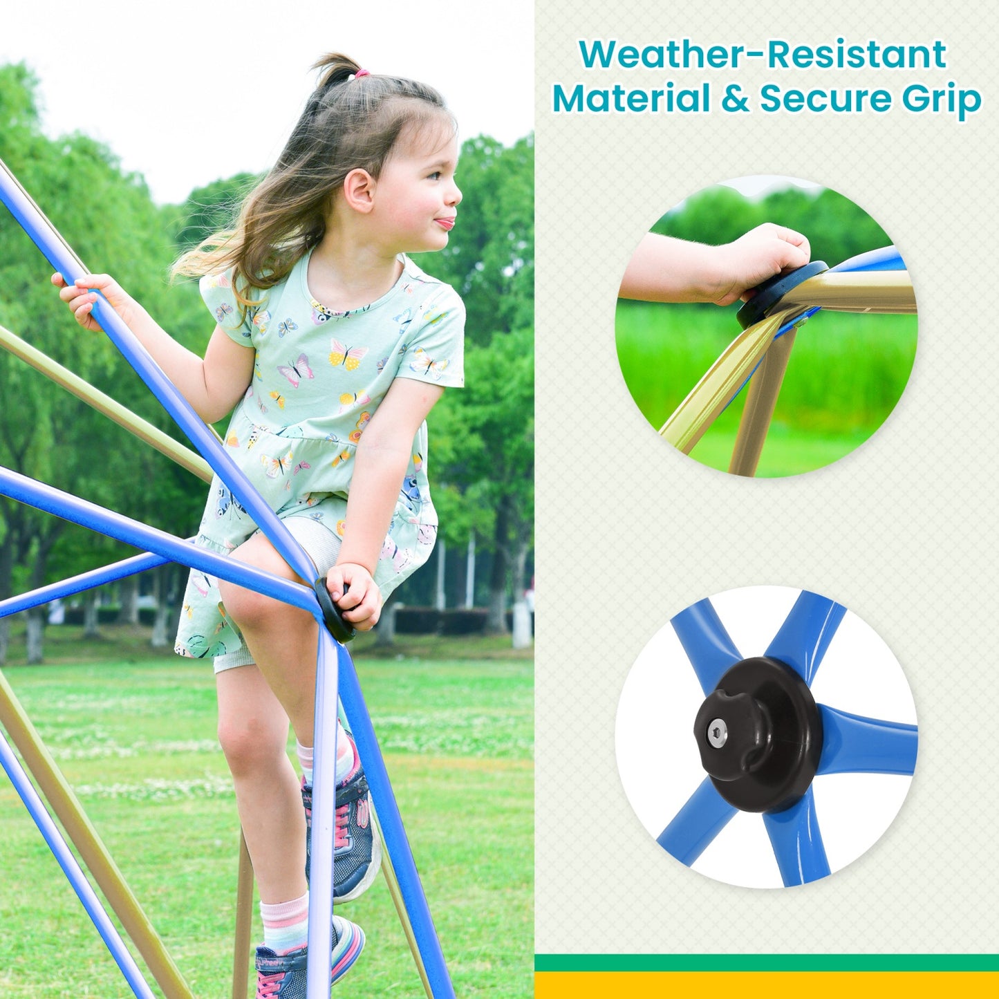 Climbing Dome for Kids Age 3-8, 13 ft Outdoor Jungle Gym with Rust & UV Resistant Steel, Geometric Playground Dome Climber Monkey Bars Climbing Tower for Backyard, Supporting 1000 LBS, Easy Assembly