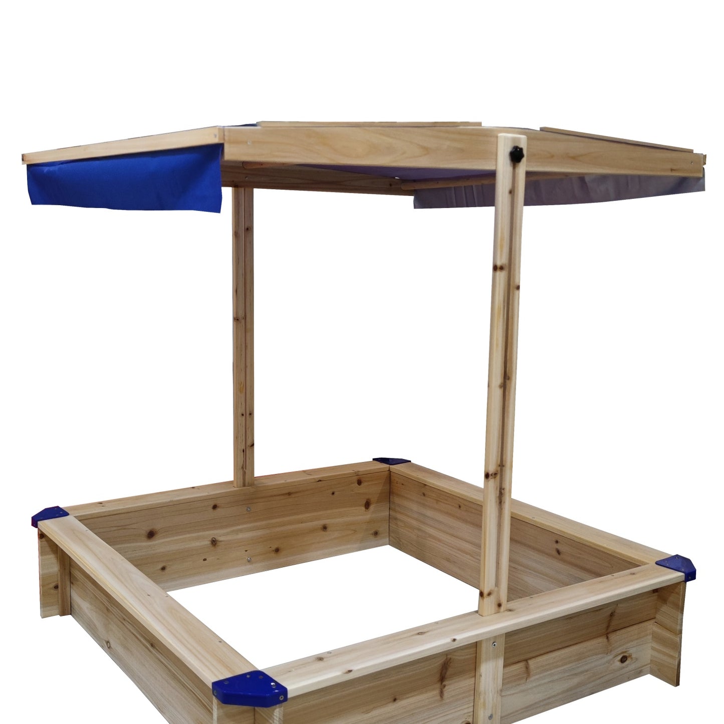 Kids Wooden Outdoor Sandbox with Adjustable Canopy, SHINPT Toddler Sandbox with UV-Resistant Canopy and Fabric Sandpit Cover, Children Outdoor Wooden Playset for Age 3-10, 45.3"L x 45.3"W x 46.5"H