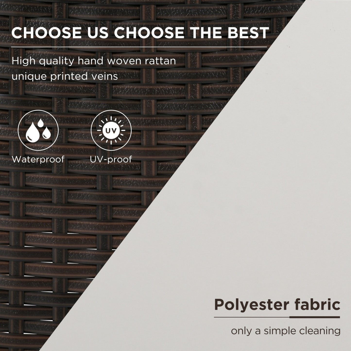 4 Piece Outdoor Patio Furniture Set, PE Rattan Wicker Sectional Set with UV-Resistant & Waterproof Cushions and Wood Table, All-Weather Rattan Patio Furniture Set for Outside Balcony Porch Backyard