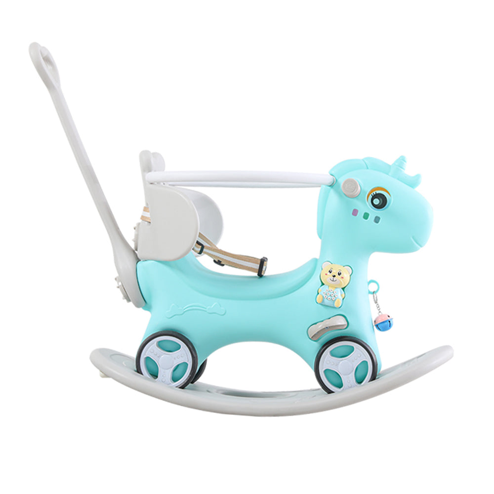 Rocking Horse for Toddlers, Balance Bike Ride On Toys with Push Handle, Backrest and Balance Board for Baby Girl and Boy, Unicorn Kids Riding Birthday