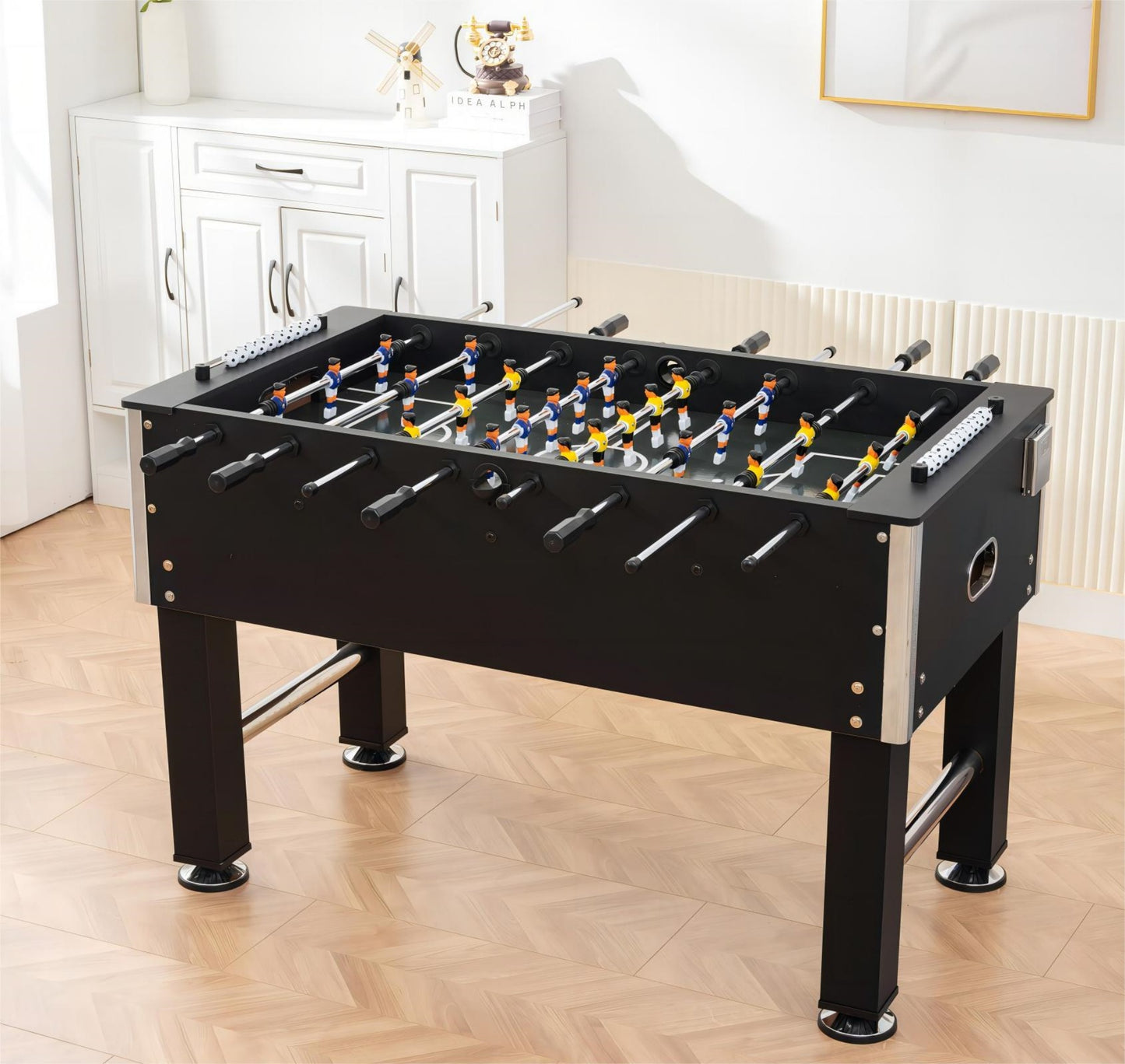 Shinpt 55" Foosball Table with Competition Quality for Family, Kids and Adults, Wooden Multi Game Table with Wood PVC and 2 Balls, Children's game table, Black