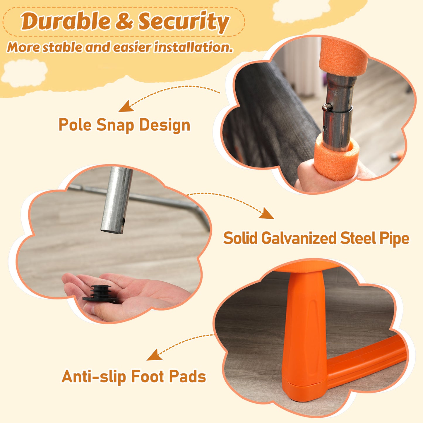 6FT Outdoor & Indoor Toddler Trampoline with Enclosure Net, Ocean Balls and Pit Balls Included, Entertainment Lotus Trampoline for Backyard, Patio, Easy Assembly, Orange