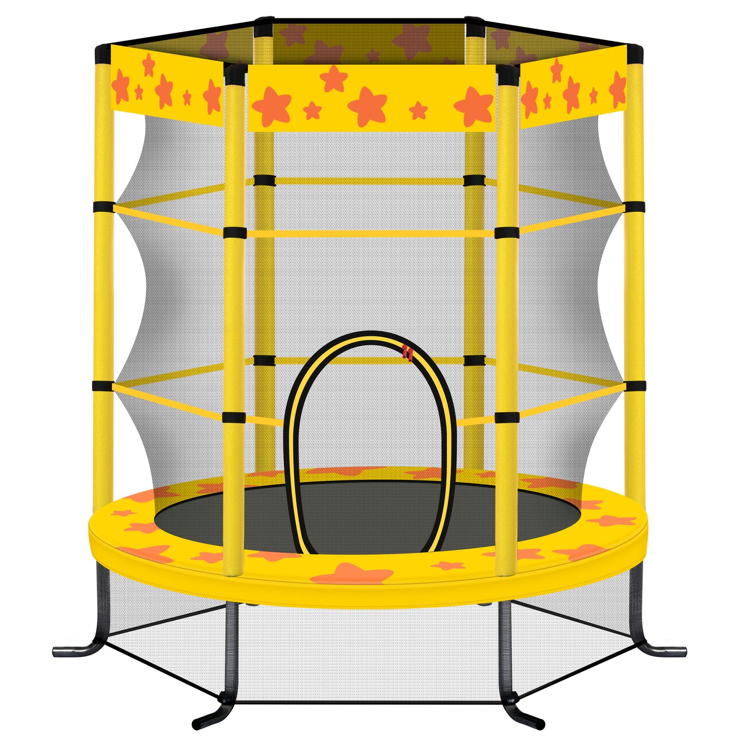 55'' Mini Toddler Trampoline with Enclosure Net and Star Pattern for Outdoor & Indoor, Recreational Kids Trampoline for Garden, Small Trampoline Birthday Gift for Boys and Girls Age 1-8