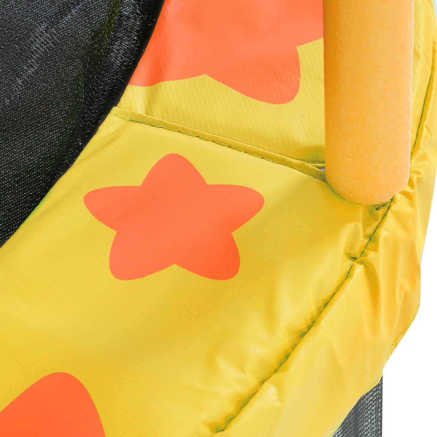 55'' Mini Toddler Trampoline with Enclosure Net and Star Pattern for Outdoor & Indoor, Recreational Kids Trampoline for Garden, Small Trampoline Birthday Gift for Boys and Girls Age 1-8