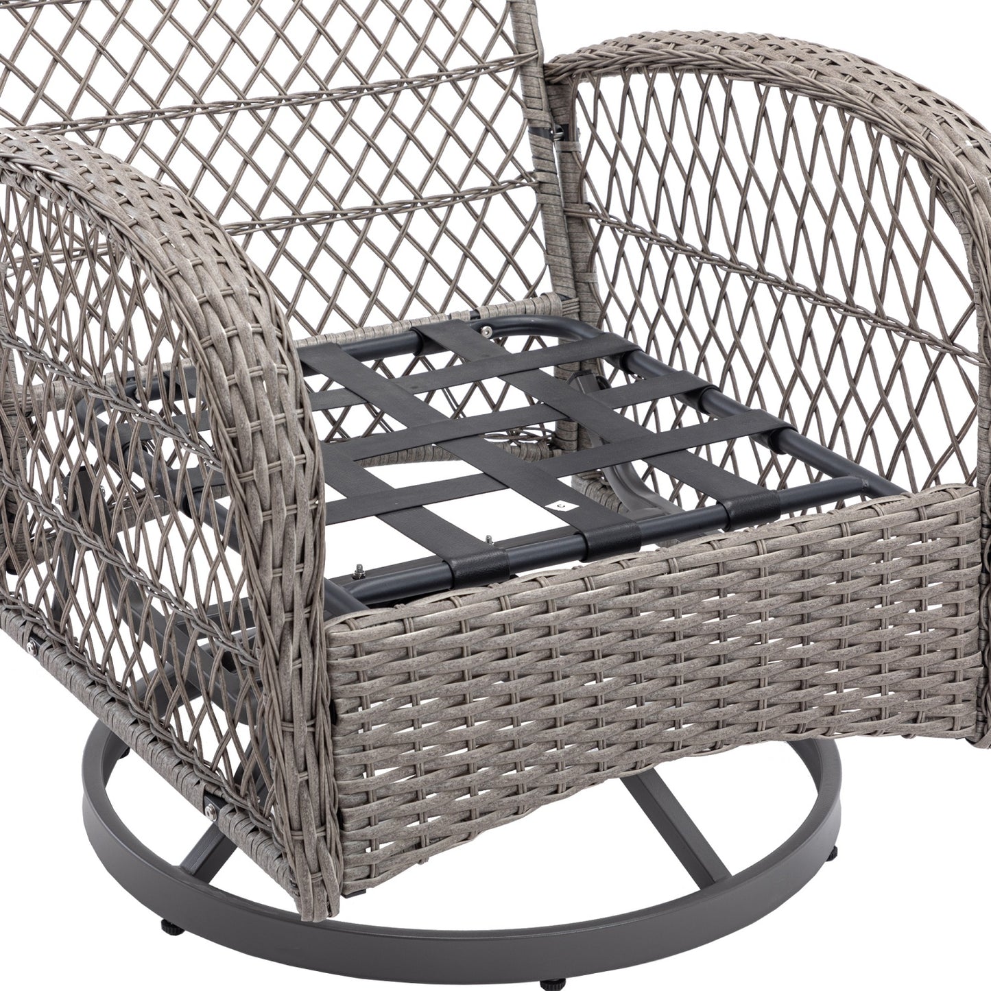 Patio Wicker Chairs Swivel Rocker Set of 2, SHINPT 3PCS Outdoor Glider Chair with Table Set, Overstuffed Washable Cushions, Wicker Rocking Chairs for Outdoors, Porch, Balcony, Deck, Yard
