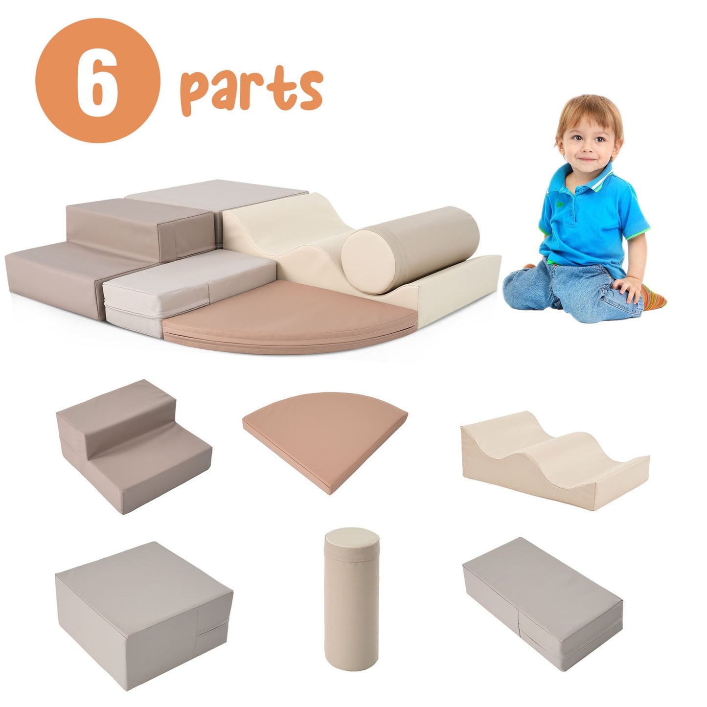 Climbing Toys for Toddlers 1-3 Inside, 6PCS Foam Climbing Blocks Set for Playroom, Jungle Gyms for Baby Indoor, Soft Play Climbing Crawling Toys for Toddlers, Infant, Kids, Pre-school