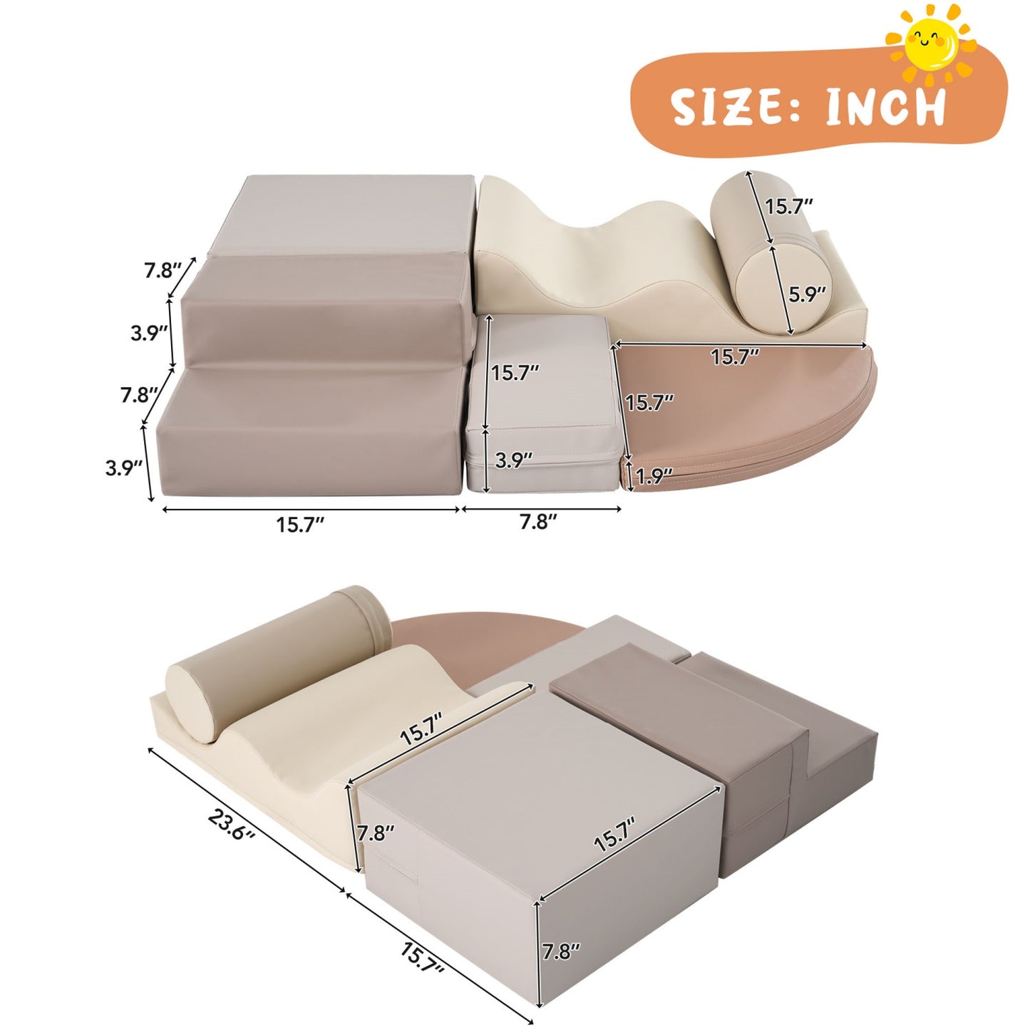 Climbing Toys for Toddlers 1-3 Inside, 6PCS Foam Climbing Blocks Set for Playroom, Jungle Gyms for Baby Indoor, Soft Play Climbing Crawling Toys for Toddlers, Infant, Kids, Pre-school