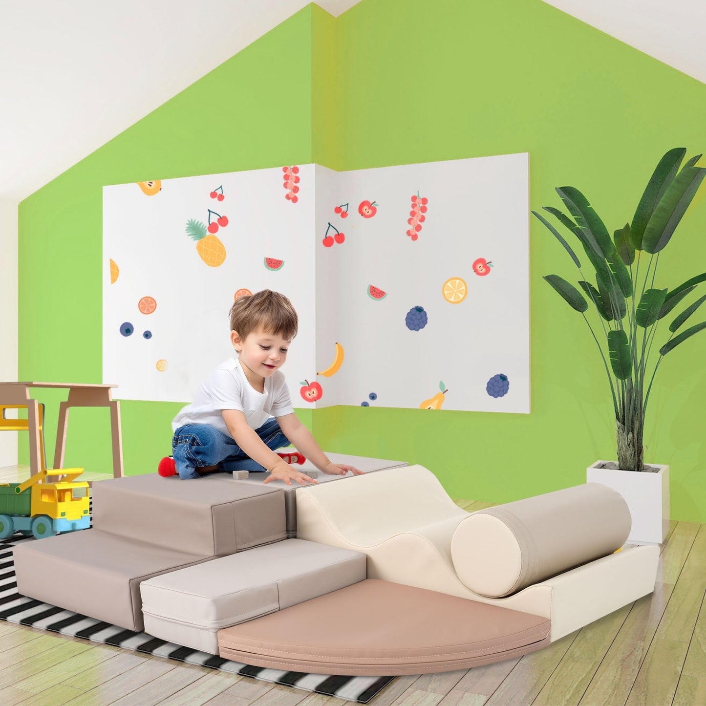 Climbing Toys for Toddlers 1-3 Inside, 6PCS Foam Climbing Blocks Set for Playroom, Jungle Gyms for Baby Indoor, Soft Play Climbing Crawling Toys for Toddlers, Infant, Kids, Pre-school