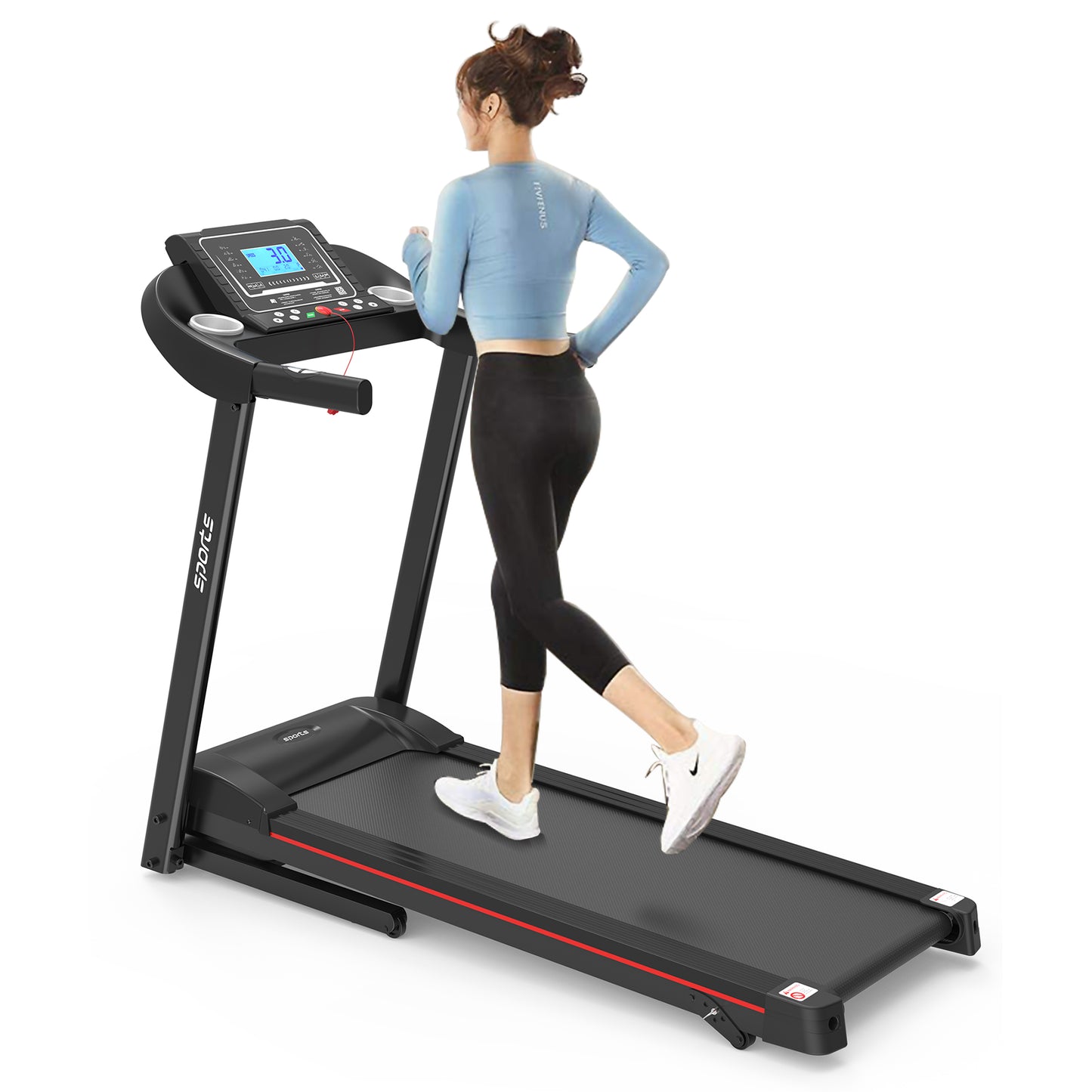 SHINPT 2.5HP Treadmill with Bluetooth Music, 5" LCD Screen with Handle Bar, Walking Pad with Incline 250lbs Foldable Treadmills with APP, Portable Folding Treadmills for Home/Office with Low Noise