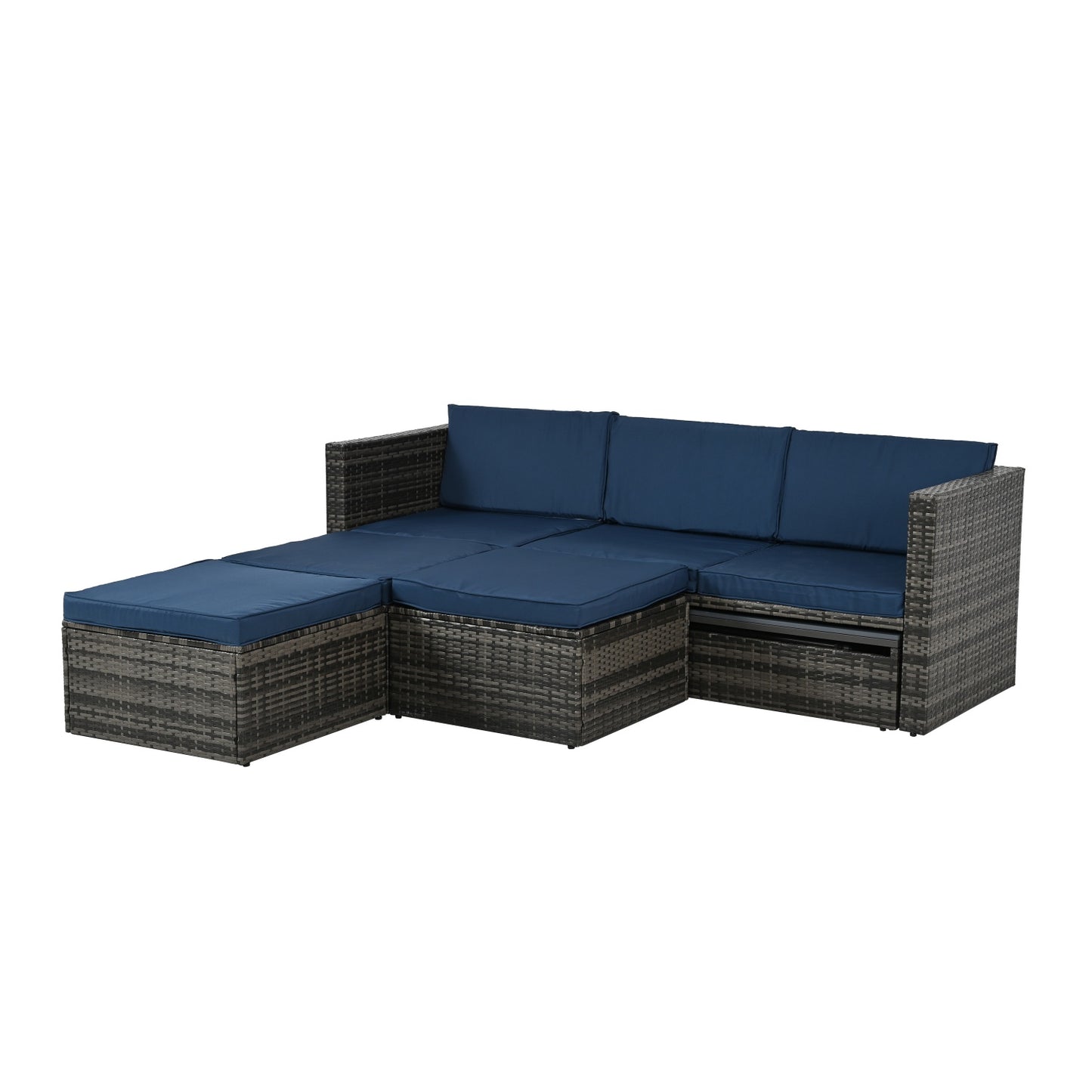 Patio Furniture, 5 Pieces Conversation Sets Outdoor Wicker Rattan Set with Soft Cushion and Coffee Table, Outdoor Wicker Seasonal Furniture for Balcony, Porch, Backyard, Deck, Garden