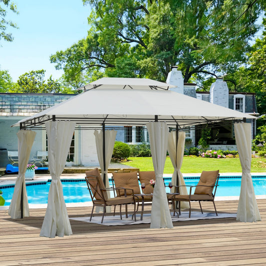 13x10 ft Outdoor Patio Gazebo with Ventilated Double Roof, Metal Gazebos Tent with Mosquito Netting, Gazebos Party Tent Shelter for Backyard, Garden, Patio, Lawn, All-Weather Resistant, UV-Resistant