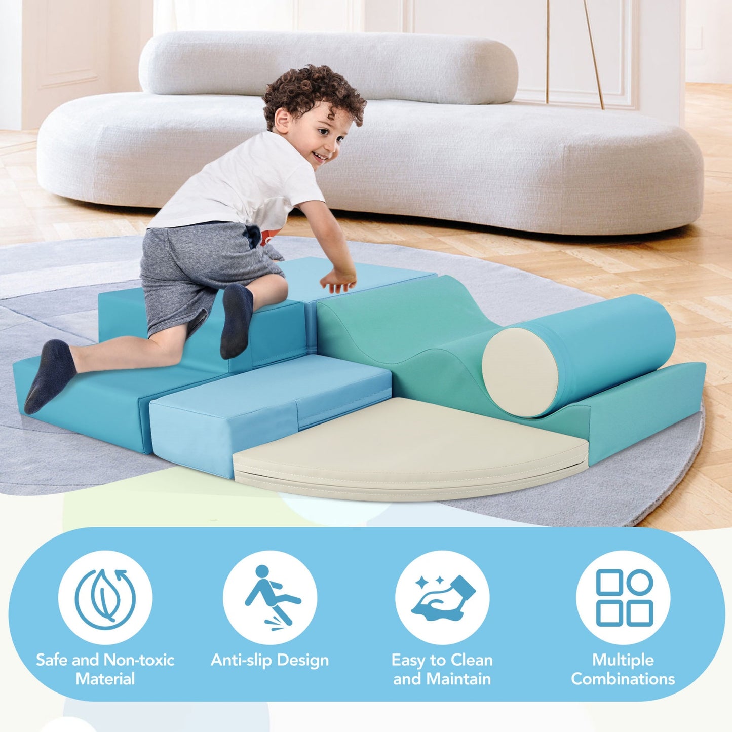 Climbing Toys for Toddlers 1-3 Inside, 6PCS Foam Climbing Blocks Set for Playroom, Jungle Gyms for Baby Indoor, Soft Play Climbing Crawling Toys for Toddlers, Infant, Kids, Pre-school