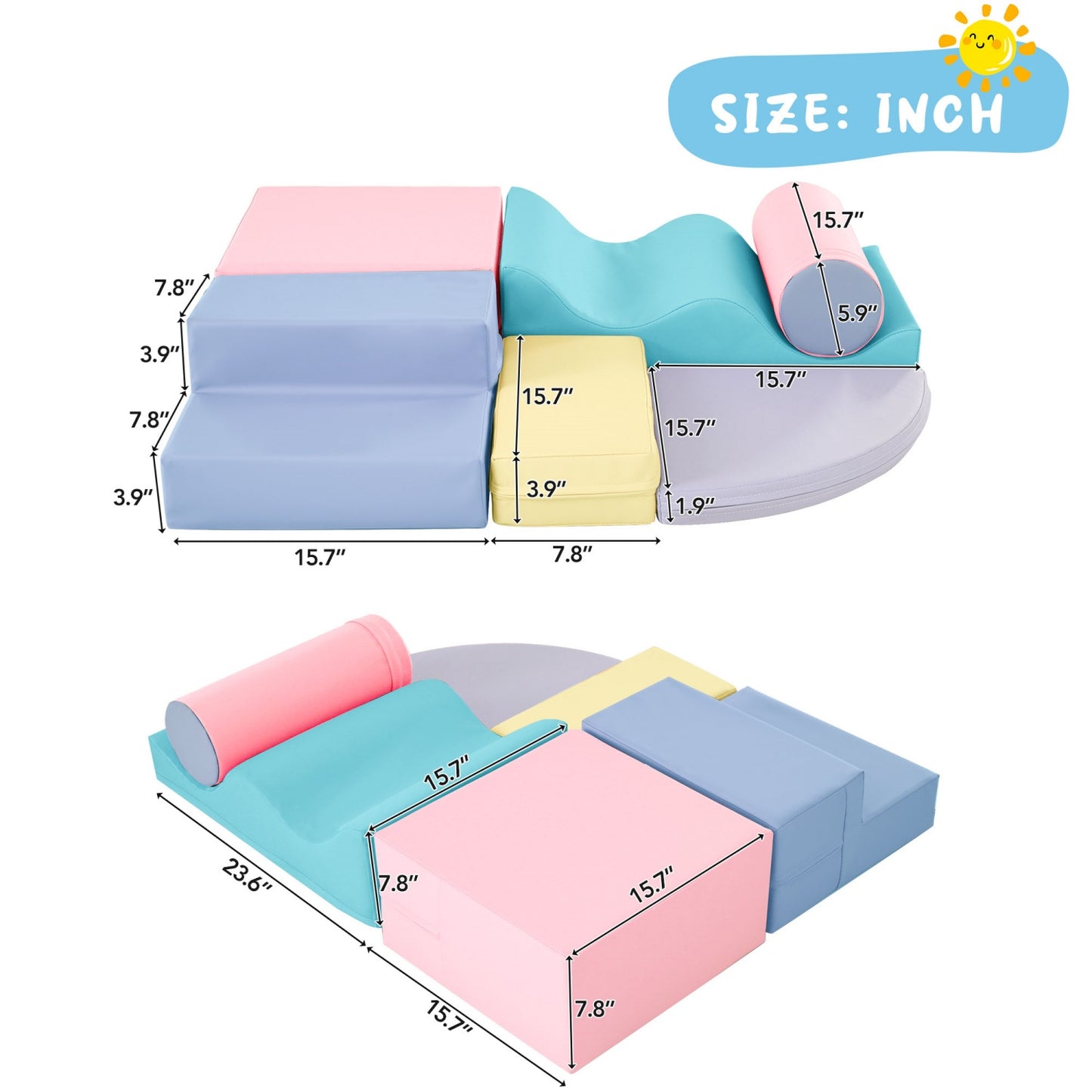 Climbing Toys for Toddlers 1-3 Inside, 6PCS Foam Climbing Blocks Set for Playroom, Jungle Gyms for Baby Indoor, Soft Play Climbing Crawling Toys for Toddlers, Infant, Kids, Pre-school