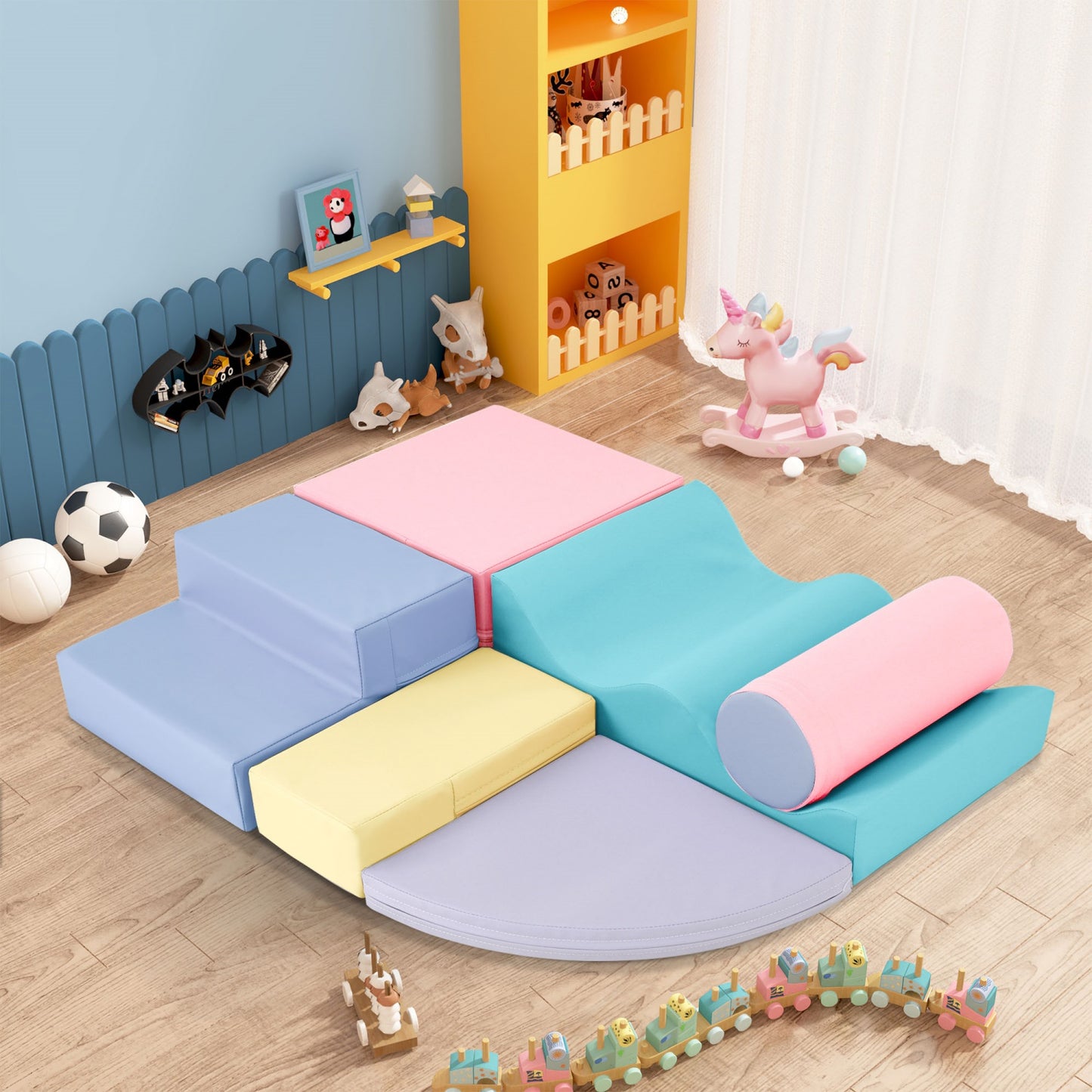 Climbing Toys for Toddlers 1-3 Inside, 6PCS Foam Climbing Blocks Set for Playroom, Jungle Gyms for Baby Indoor, Soft Play Climbing Crawling Toys for Toddlers, Infant, Kids, Pre-school