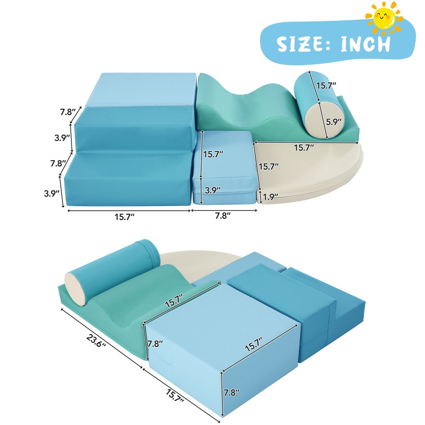 Climbing Toys for Toddlers 1-3 Inside, 6PCS Foam Climbing Blocks Set for Playroom, Jungle Gyms for Baby Indoor, Soft Play Climbing Crawling Toys for Toddlers, Infant, Kids, Pre-school