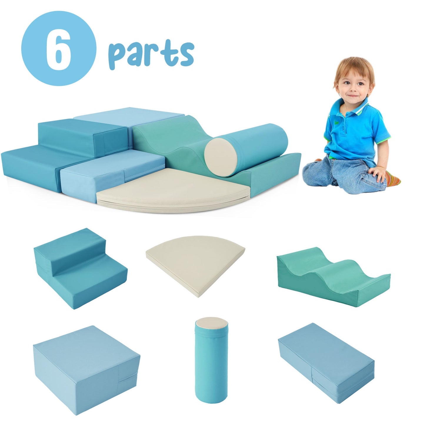 Climbing Toys for Toddlers 1-3 Inside, 6PCS Foam Climbing Blocks Set for Playroom, Jungle Gyms for Baby Indoor, Soft Play Climbing Crawling Toys for Toddlers, Infant, Kids, Pre-school