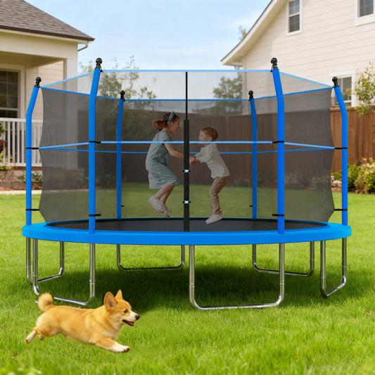 14FT Trampoline with Net, SHINPT Large Trampoline with basketball Hoop, Outdoor Trampoline for Kids and Adults, Heavy Duty Trampoline with Ladder for Backyard, Big Trampoline for Best Gift for Kids