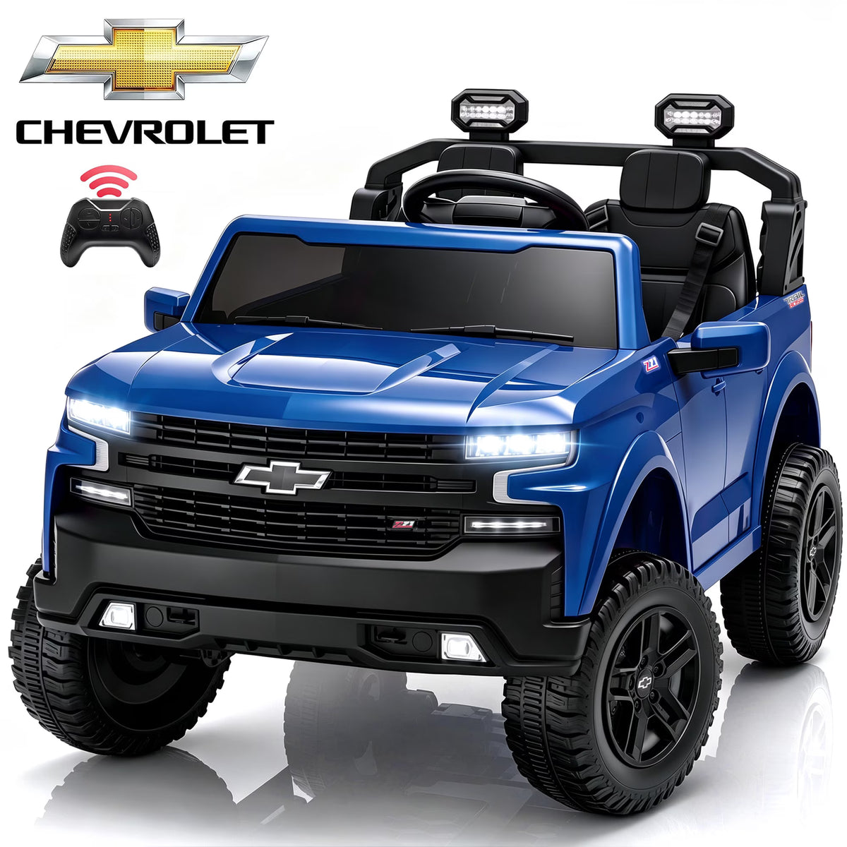 SHINPT 24V Ride on Car, Chevrolet Silverado Licensed, 2 Seater Electric Truck for Kids, Remote Control, 3-Speed, Safety Belt, Bluetooth Music, LED Headlights, Battery Power, Ages 3+, 46.30lbs, Pink
