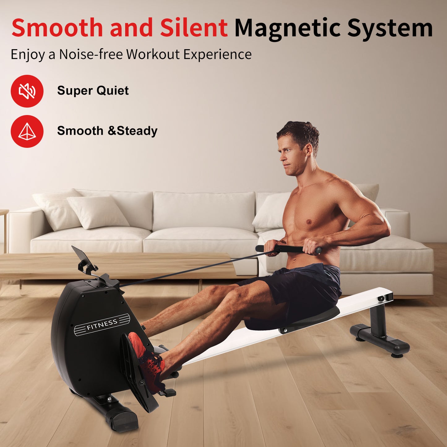 SHINPT Foldable Rowing Machines with Digital Monitor for Home, Adjustable Rowing Machine with 8 Levels, Silent Magnetic Resistance System, 3D Butterfly Seat with Max 264 LB Weight Capacity