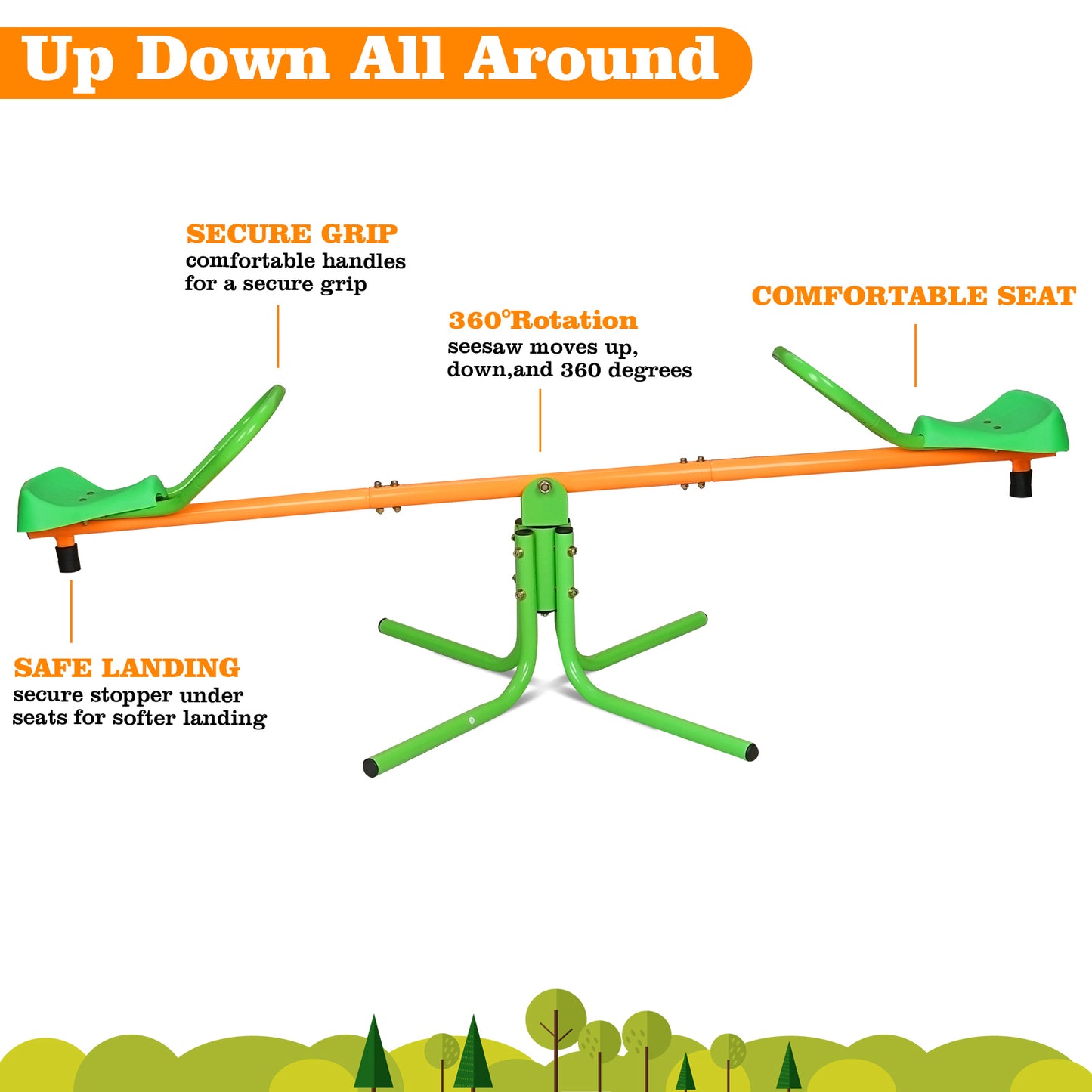 360 Degree Rotation Kids Seesaw, SHINPT Teeter Totter for Kids Outdoor/Indoor, Seesaw for Toddlers Age 3-8, Kids Indoor Playground for Best Gift, Sit and Spin Teeter Totter for Backyard, Garden, Lawn