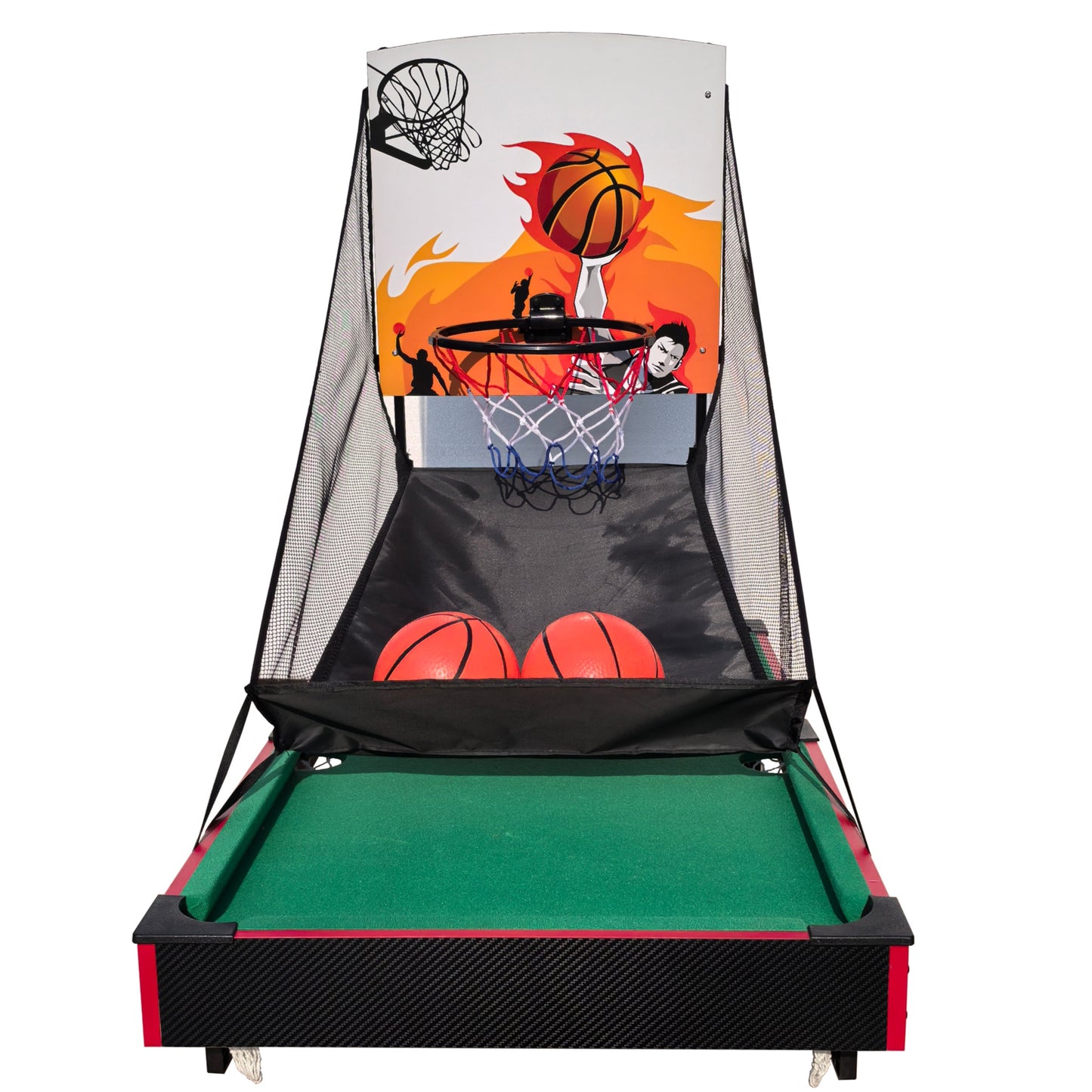 2 in 1 Arcade Game Table, SHINPT 36" Mini Pool Table for Kids, Game Table with Basketball, Billiards, Indoor/Outdoor Table Games for Adults, Friends, Family Game Table for Game Room, Basement