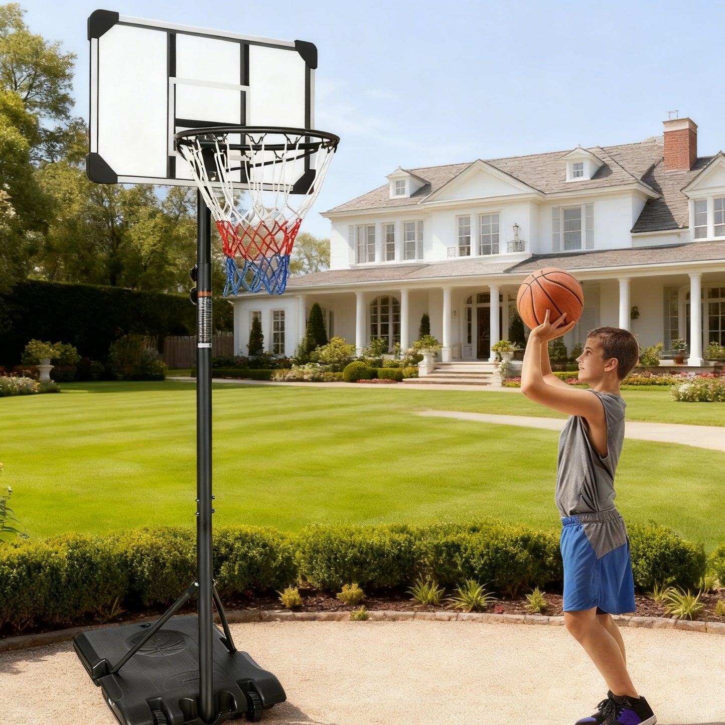 5.6FT-7FT Adjustable Basketball Hoop for Kids, SHINPT Portable Basketball Hoop Outdoor, Indoor&Outdoor Basketball Hoop with 28 Inch Backboard, Basketball Equipment with Stable Base and Wheels