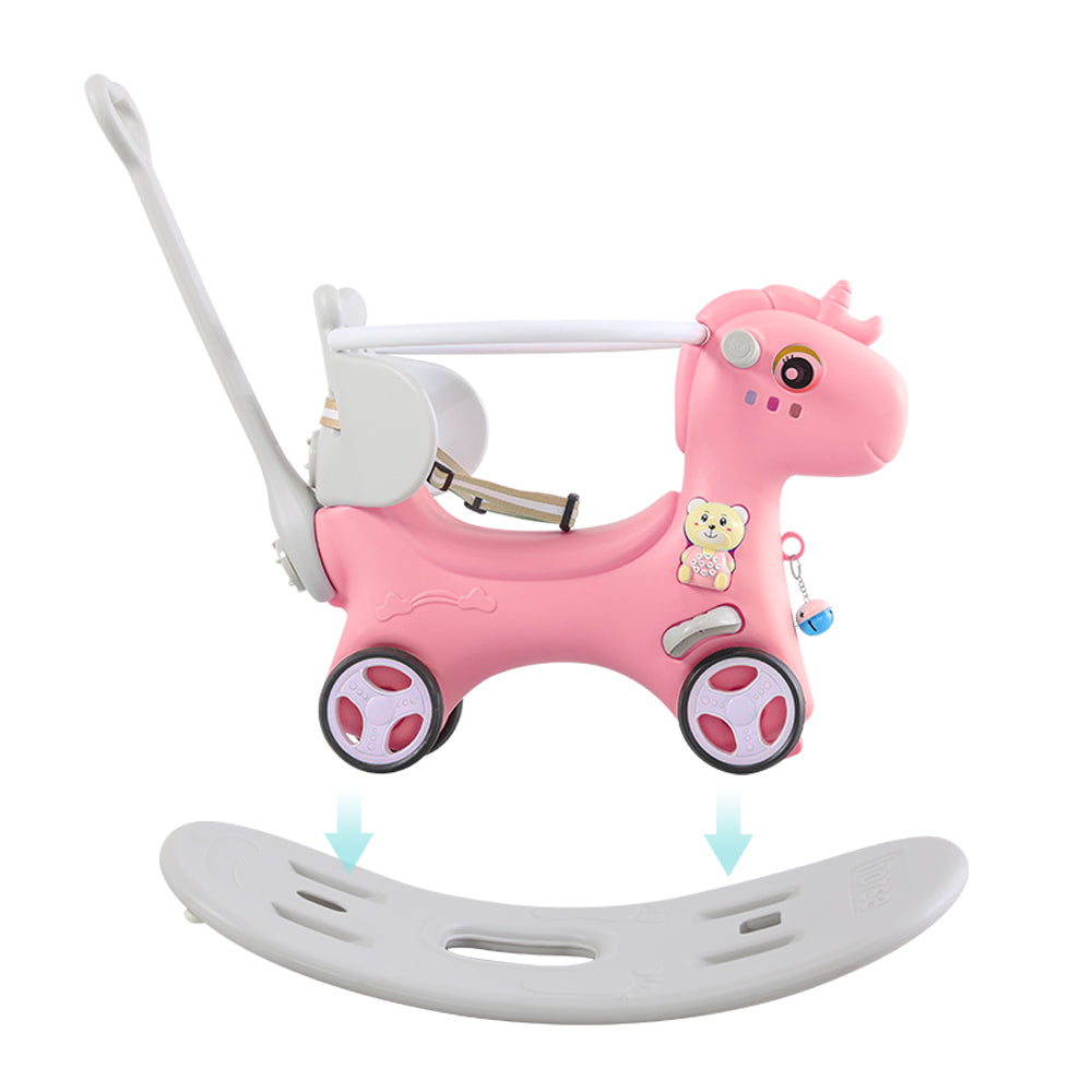 Rocking Horse for 1 Year Old, SHINPT Toddler Rocking Toy with Push Handle, Baby Ride On Toy for Toddlers 1-3, Kids Ride On Horse Indoor, Baby Rocker Toy for Birthday Gift, Blue/Pink Rocking Horse