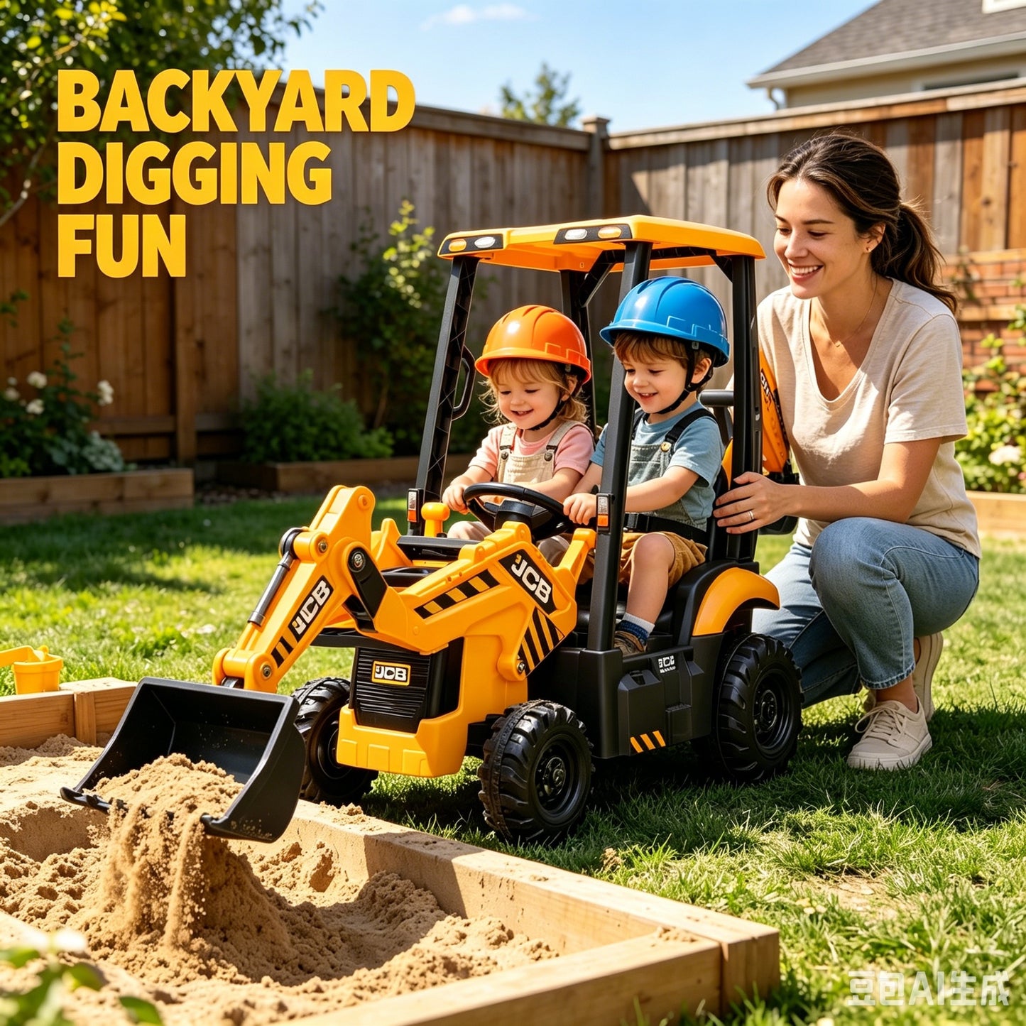 Ride on Excavator, JCB, Realistic 2-in-1 Construction, SHINPT Toddler Excavator, Shovel & Digger, Electric Ride on Toy, 12V Battery Powered, Remote Control, Yellow, for Toddlers Boys 3-5 Years Old