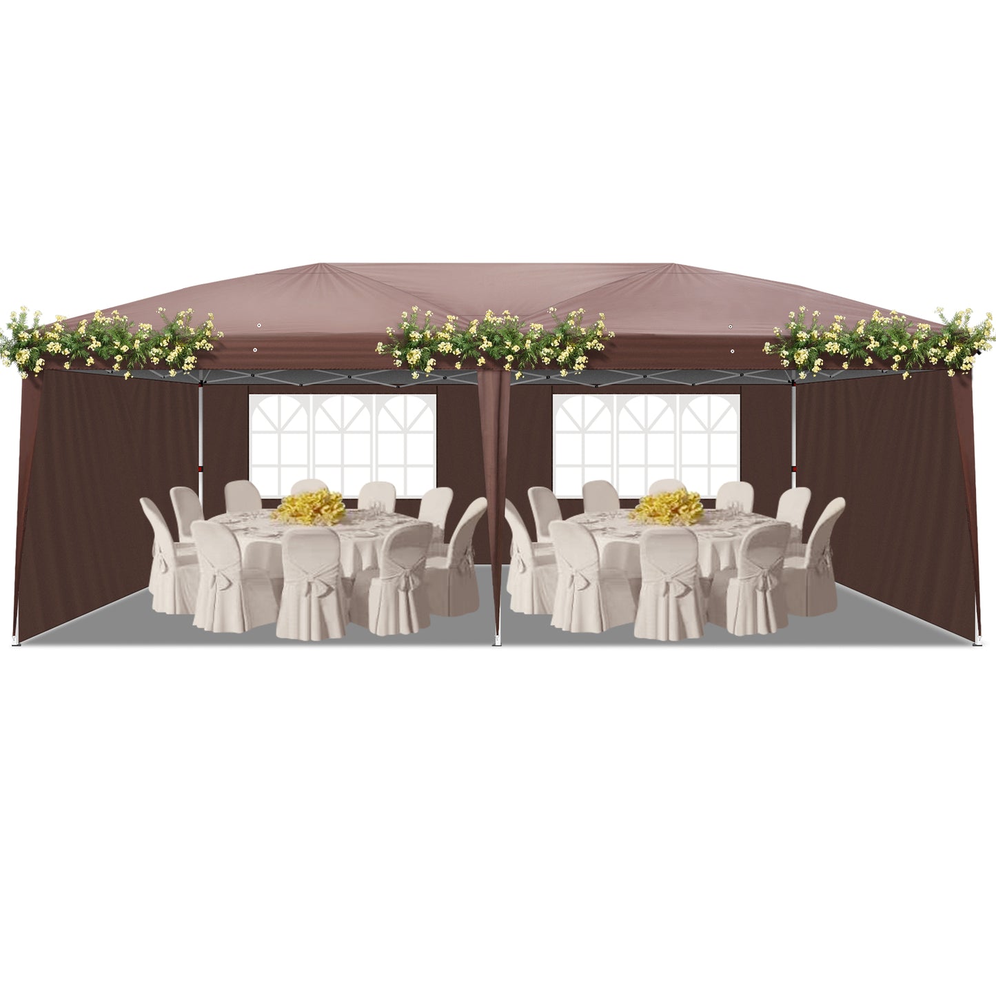 SHINPT 10 x 20ft Pop up Canopy Tent Outdoor, Event Canopy Tent with 4 Removable Sidewalls and 2 Windows, Outdoor Tent for Backyard Party, Wedding Gazebo Tent with Upgrade Raised Roof and Carry Bag