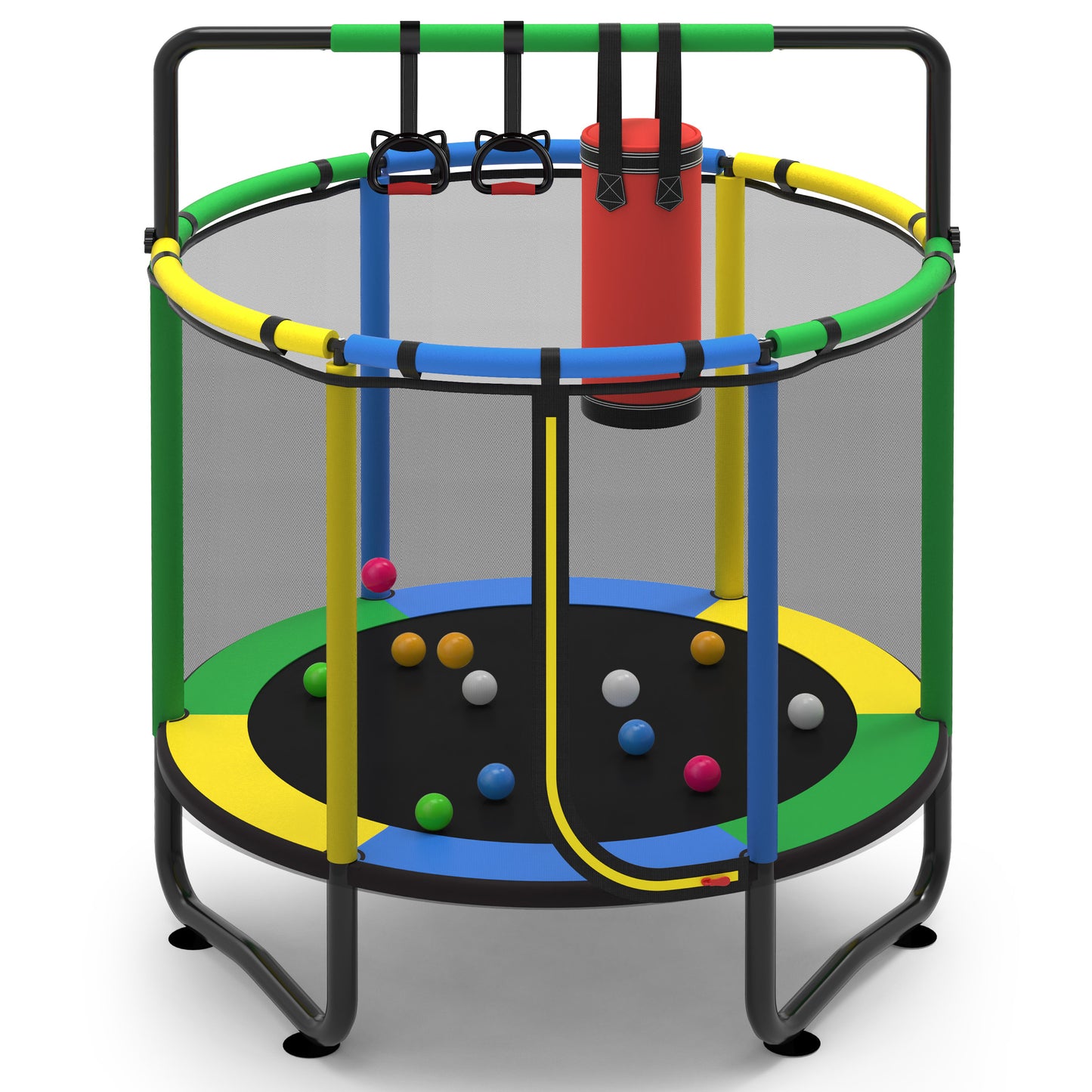 55" Kids Trampoline with Enclosure, SHINPT Indoor Outdoor Toddler Trampoline for Kids, Small indoor Trampoline for Toddlers, Mini Trampoline with Enclosure Net for Kids, Gift for Boys Girls Ages 3+