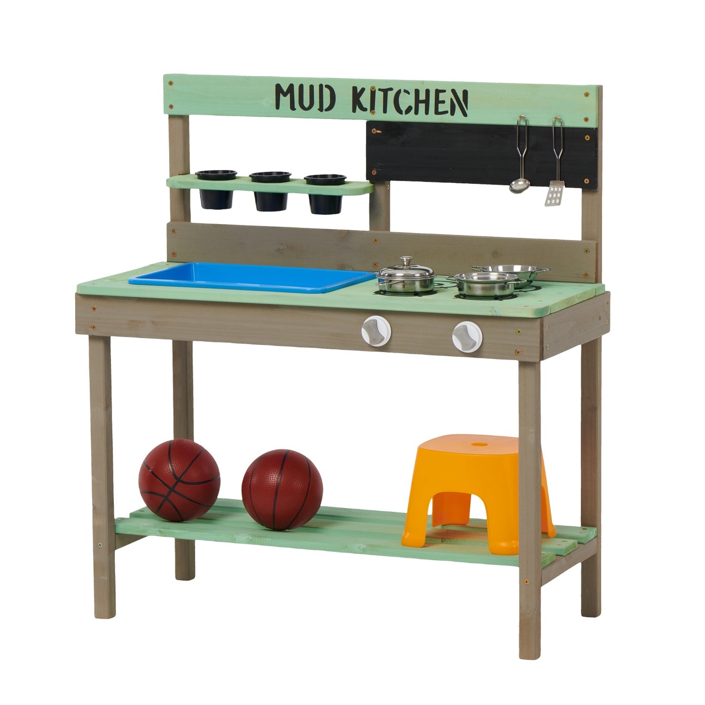 Kids Kitchen Playset, SHINPT Wooden Toy Kitchen with Water Play Set & Cooking Knobs, Indoor/Outdoor Realistic Toddler Kitchen Play Set for Kids Ages 3+ Year, Birthday Gift for Boys and Grils, Green