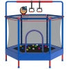 60" Mini Trampoline for Kids with Enclosure, Shinpt Indoor & Outdoor Toddler Trampoline, Upgrade Full Anti-Rust Tube with Adjustable Gymnastics Bars, Small Trampoline for Boys & Girls