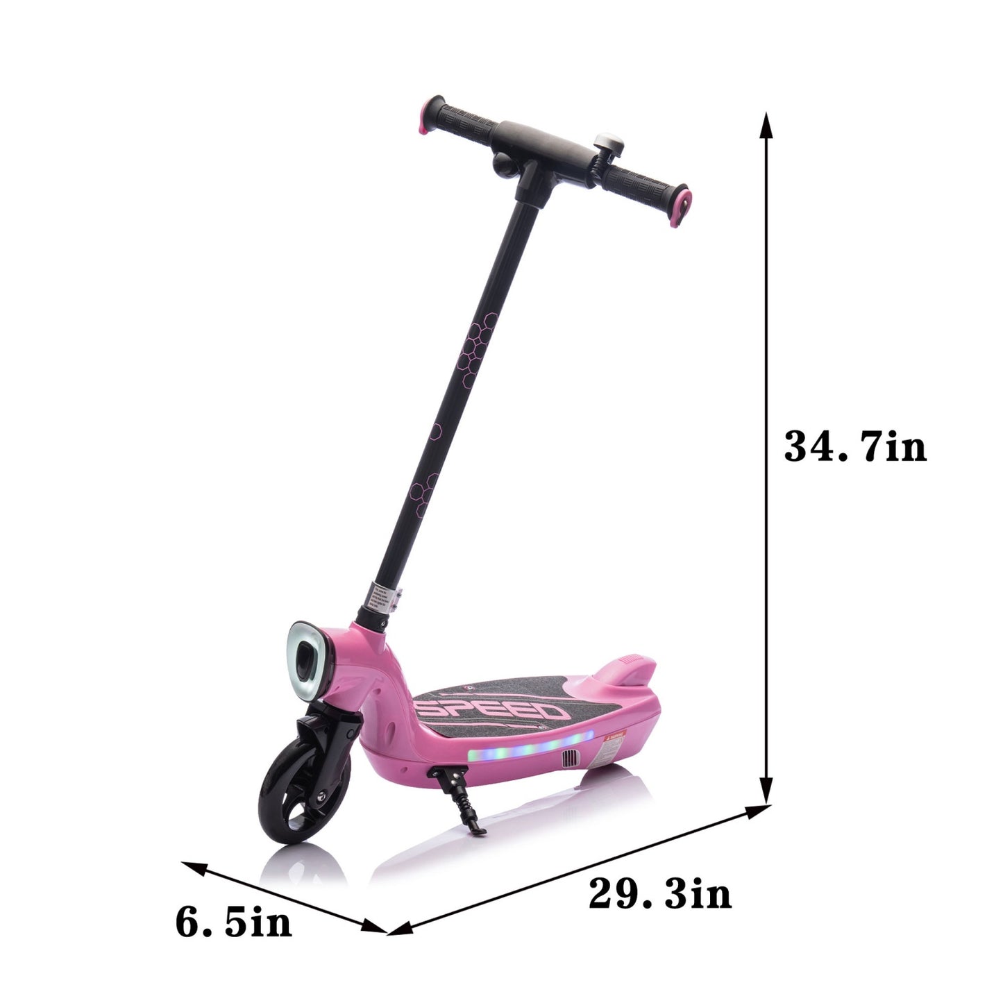 Electric Scooter for Kid 6-12, BTMWAY Sport Scooters with Colorful LED Lights and 6.84 MPH Speed, Lightweight Electric Scooter with Kickstand, Scooter Bell,  Rear Brake, Wider Pedal, Non-Slip Handle