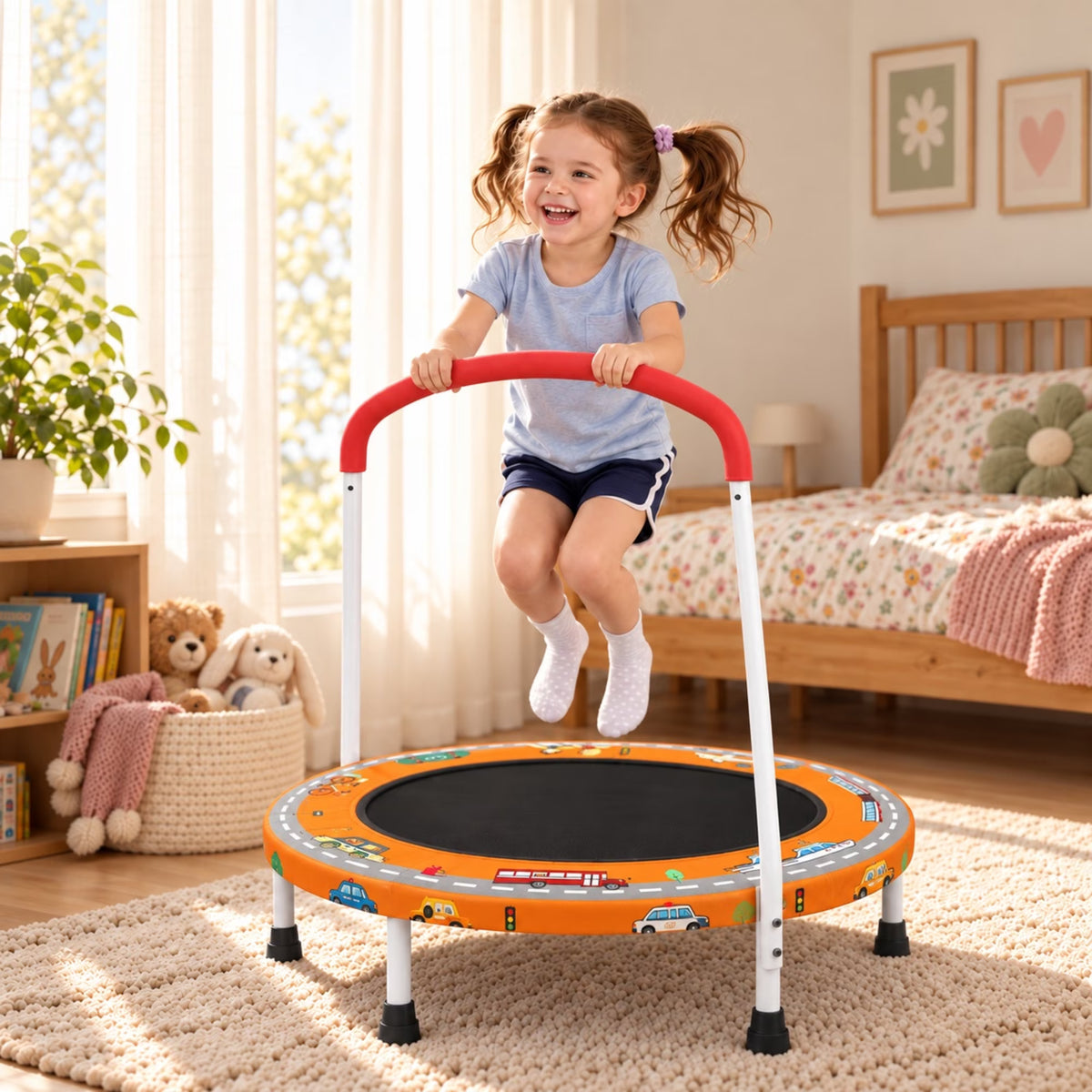 SHINPT 36" Mini Trampoline for Kids Ages 1-6, SHINPT Trampoline for Toddlers for Birthday Gift, 36in Toddler Trampoline Indoor/Outdoor with Handle, Small Trampoline for Yard, Lawn, Garden, Backyard