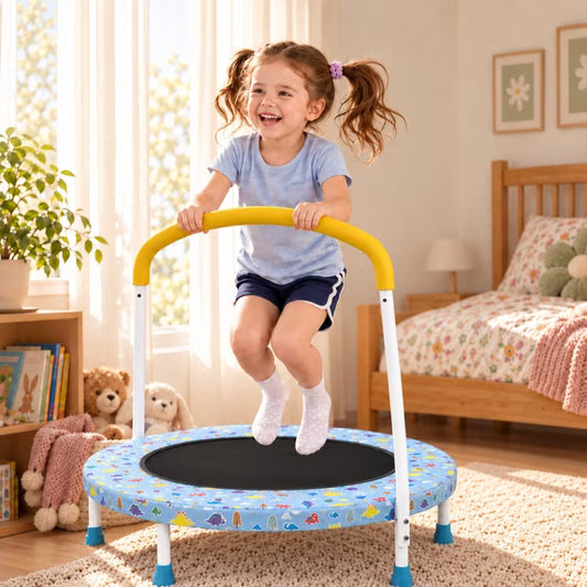 36" Mini Trampoline for Kids Ages 1-6, SHINPT Trampoline for Toddlers for Birthday Gift, 36in Toddler Trampoline Indoor/Outdoor with Handle, Small Trampoline for Yard, Lawn, Garden, Backyard