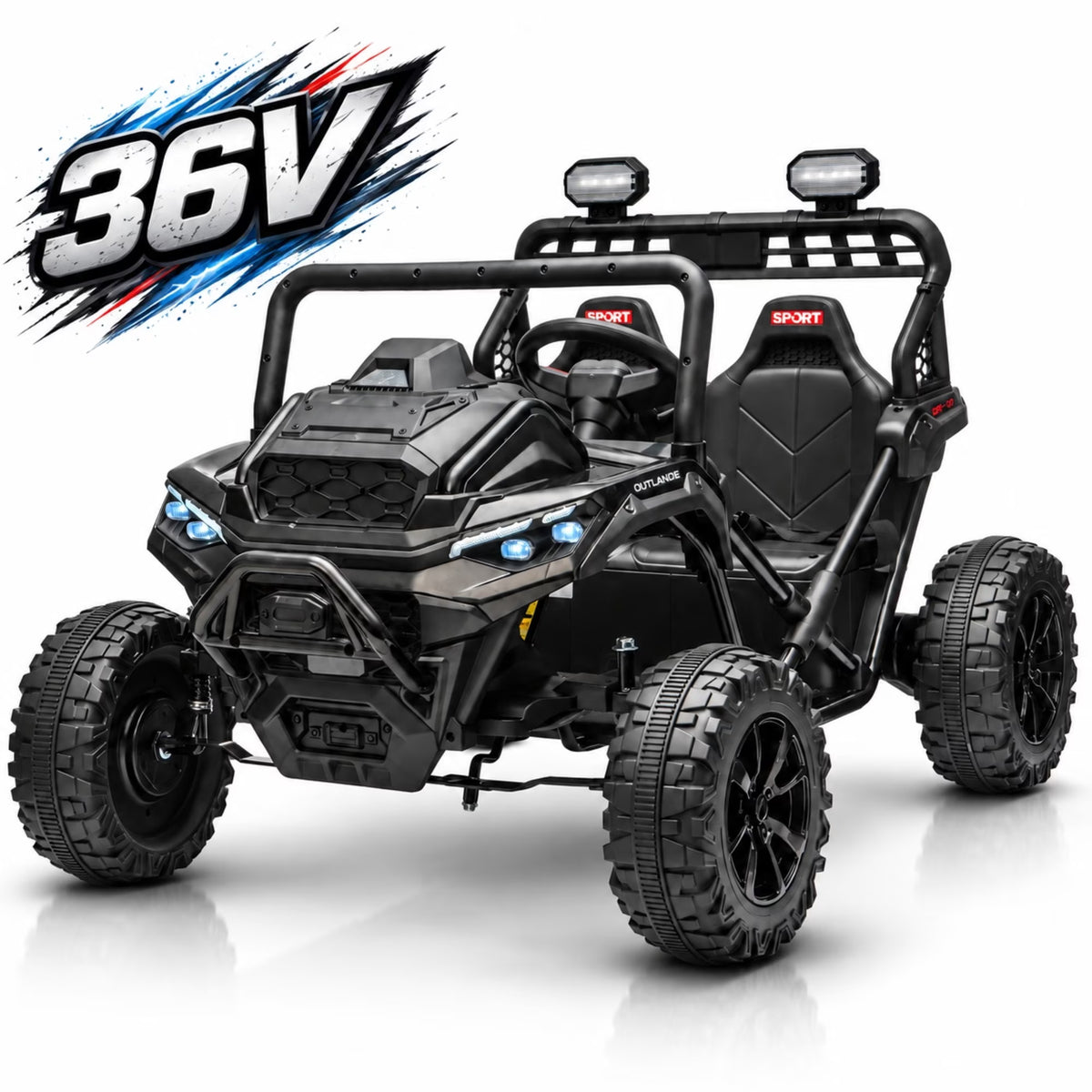 36V 2-Seater Ride On Car for Big Kids, 600W Kids Electric Ride-On Vehicle with 20.08" Wide Seat, 4-Wheel Suspension, Bluetooth, LED Lights, 4-8 MPH, Black