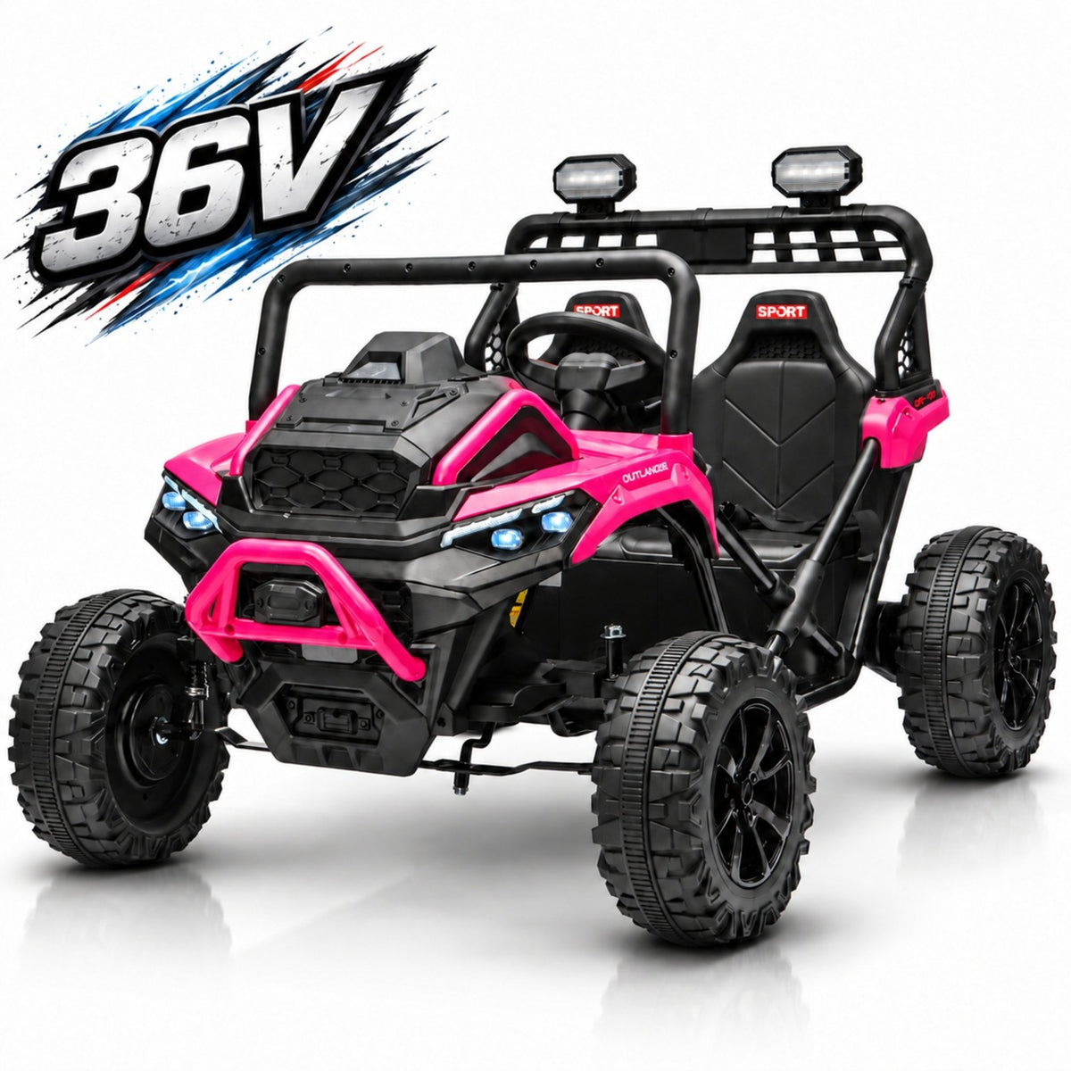 36V 2-Seater Ride On Car for Big Kids, 600W Kids Electric Ride-On Vehicle with 20.08" Wide Seat, 4-Wheel Suspension, Bluetooth, LED Lights, 4-8 MPH, Black