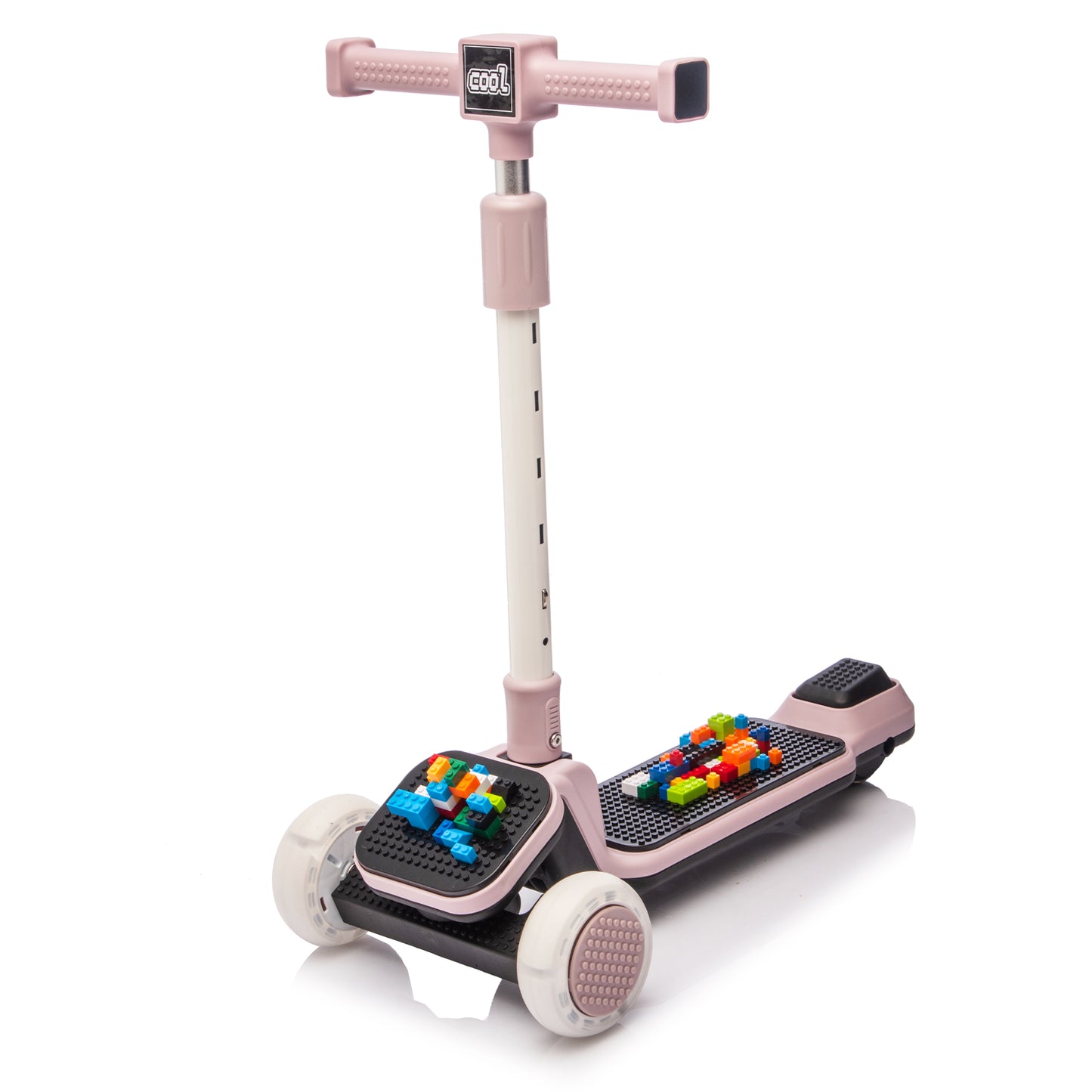 Scooter for Kids Aged 3-9, SHINPT Toddler Scooter for Boys and Girls, Kids Scooters age 3-9 with flashing wheels, Kids Ride On 3-Wheel Scooter W/Buildable Blocks, Folding Kick Scooter for Best Gift