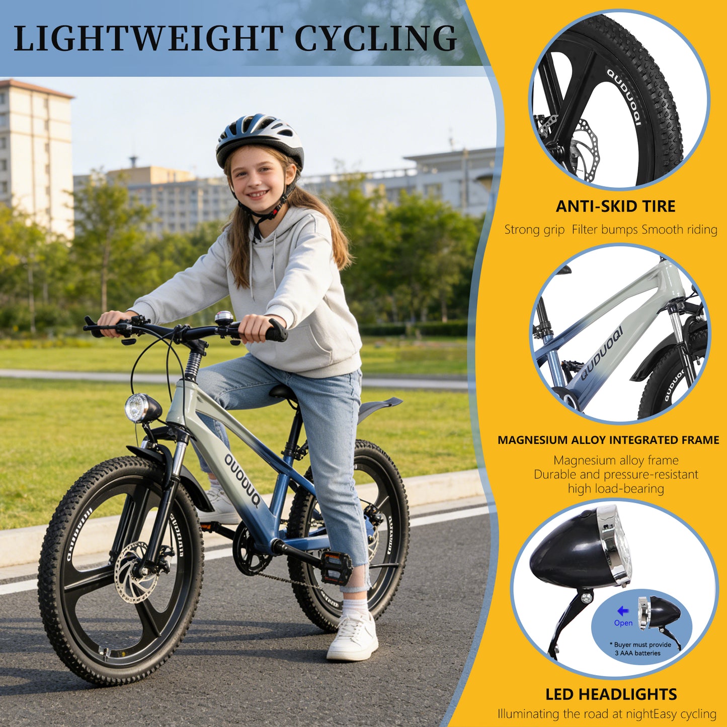 SHINPT 20in Mountain Bike for Boys and Girls Ages 7-14, 7-Speed Youth Bicycle with Magnesium Alloy Frame & One-Piece Wheels, Lightweight Kids Bike for Road, Dirt, Grass, Perfect Birthday Gift