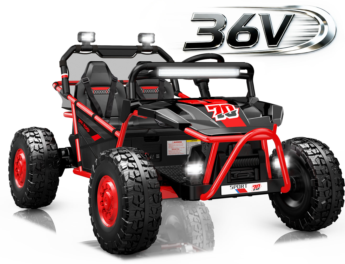 SHINPT 36V Kids Ride On Car, 2 Seater Electric Ride On Car for Big Kids 6-12, 2x250W Motor, 14" EVA Tires, Metal Frame, Bluetooth Music, FM Radio, Rear Suspension, LED Lights, Storage Box, 8.7 MPH