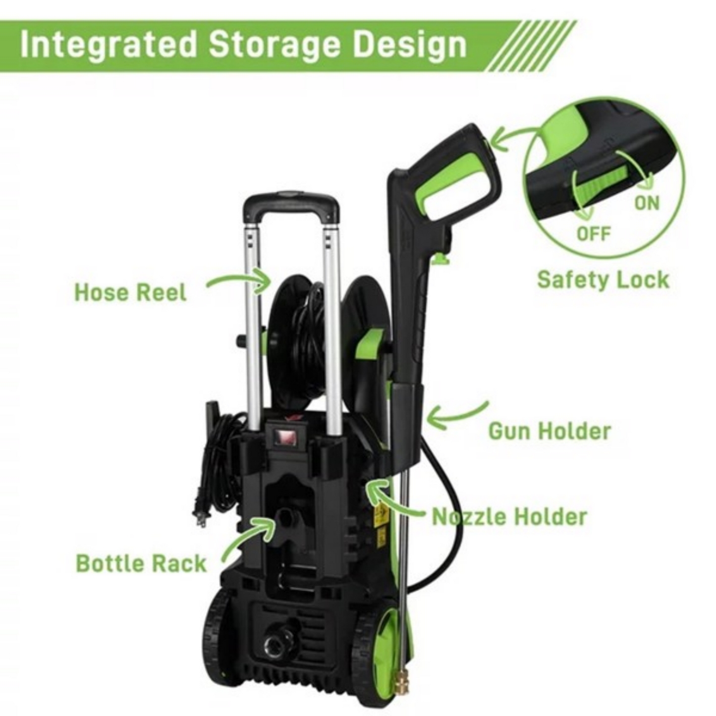 Yardmaster 3800 PSI 2.6 GPM Electric Pressure Washer, 1800W 110V Pressure Washer with 4 Nozzles and Soap Bottle, Best for Cleaning Homes, Cars, Driveways