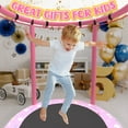SHINPT 60" Toddler Trampoline Indoor, Mini Trampoline for Kids, Small Trampoline with Basketball Hoop and Swing,Baby Trampoline with Net, Kid Trampoline with Adjustable Gymnastics Bar
