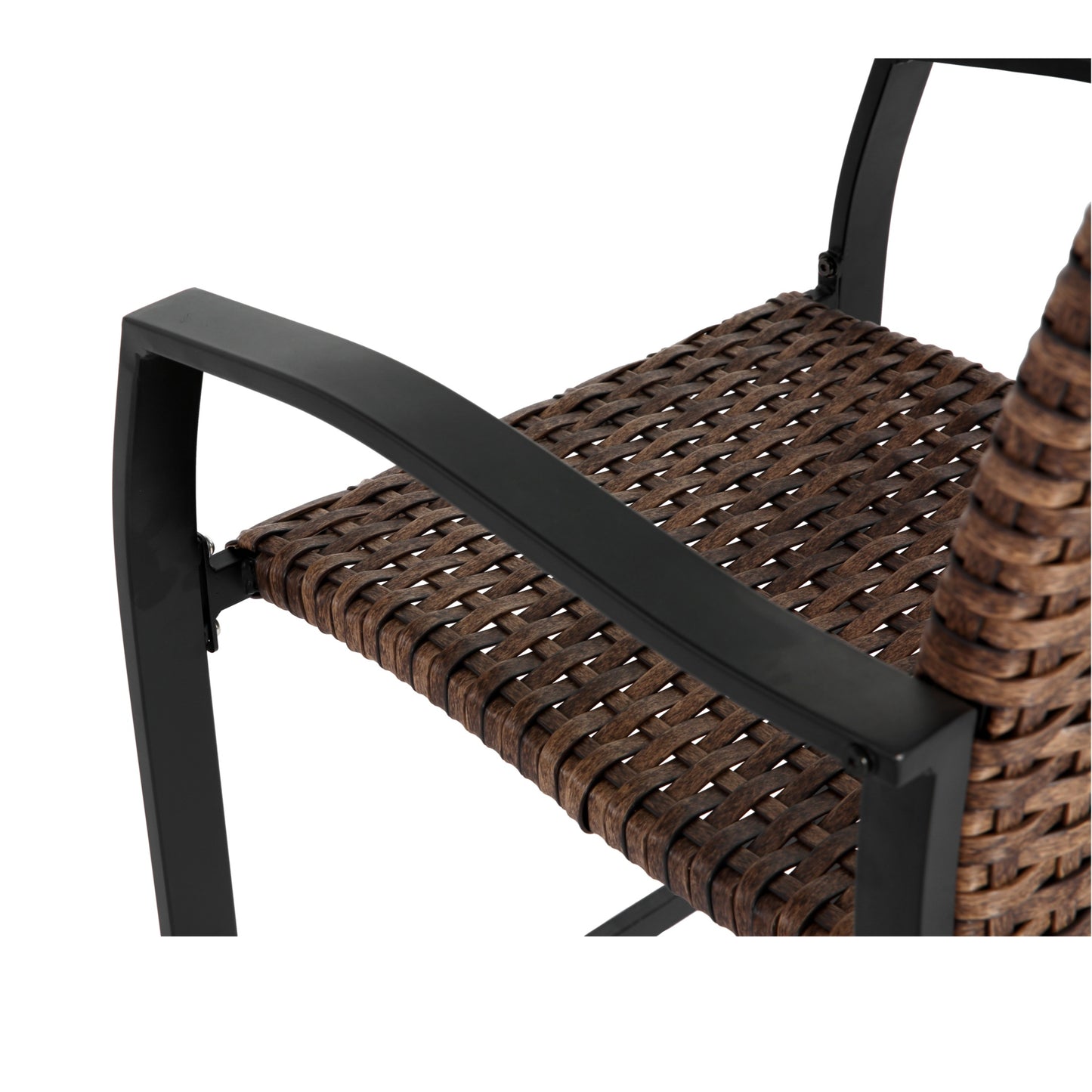 Outdoor Patio Set of 3, SHINPT Tall Bar Stools, 3 Pieces Patio Bar Set with Rattan Bar Chairs, Bistro Set Outdoor with Glass Table Top, Outdoor Bar Set for Backyard, Garden, Pool, Balcony and Deck