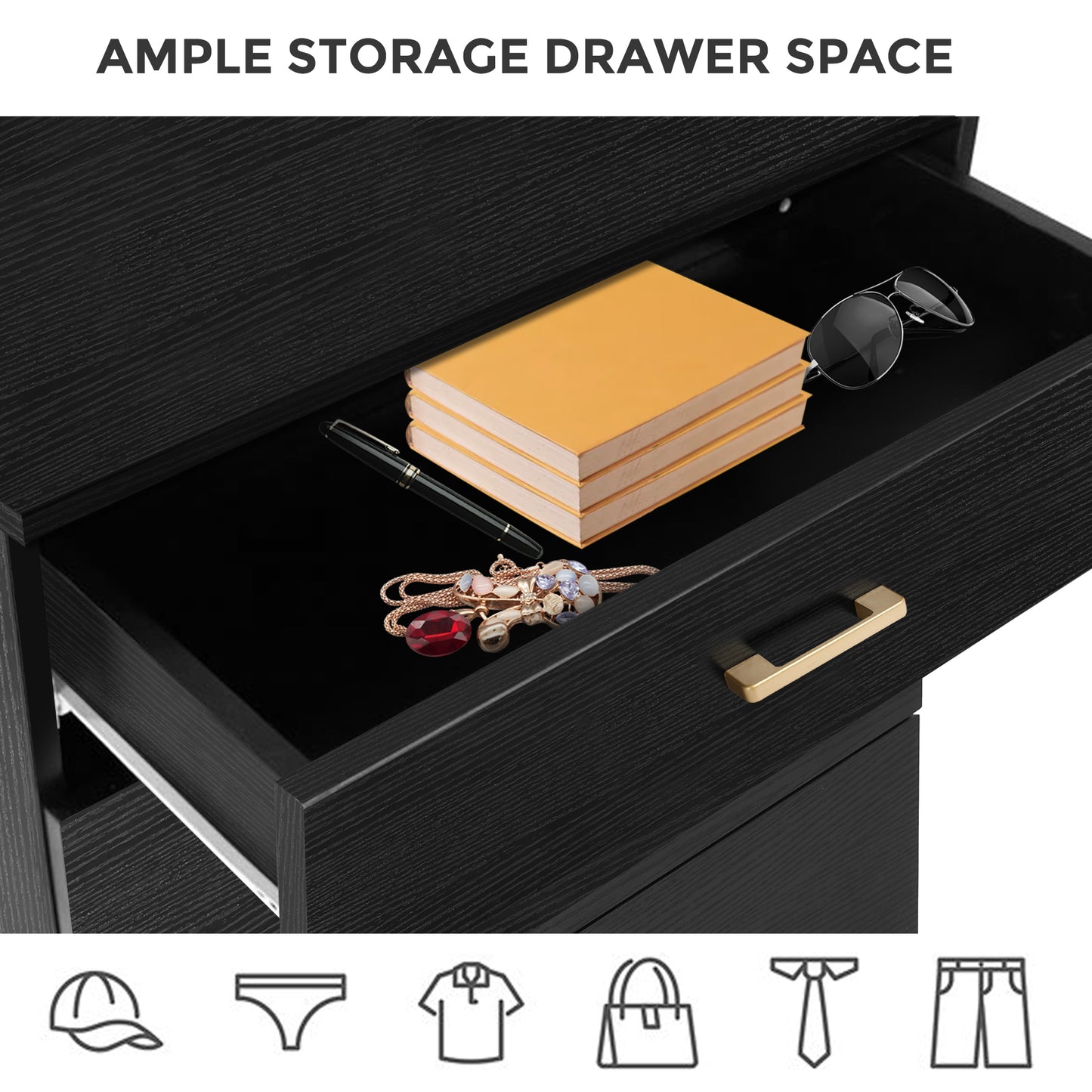 Closet Dresser with 4 Drawers, SHINPT Large Dresser for Bedroom, Cloakroom, Livingroom, Wood Bedroom Furniture with 4 Deep Drawers, Bedroom Dresser set in Simply Modern, Chest of Drawers for Bedroom