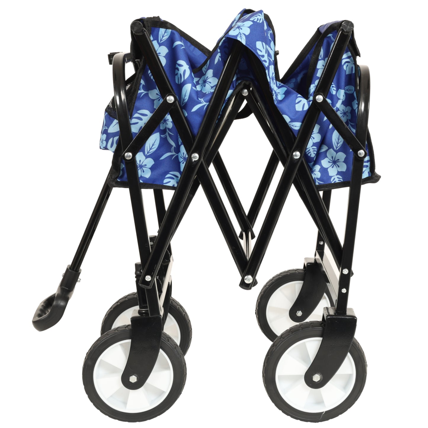 Collapsible Wagon with Wheels, SHINPT Foldable Shopping Cart with Strapping System, Folding Wagon for Camping, Shopping, Sports, Gardeing, Fishing, Grocery Cart with 360 Degree Rotating Wheels