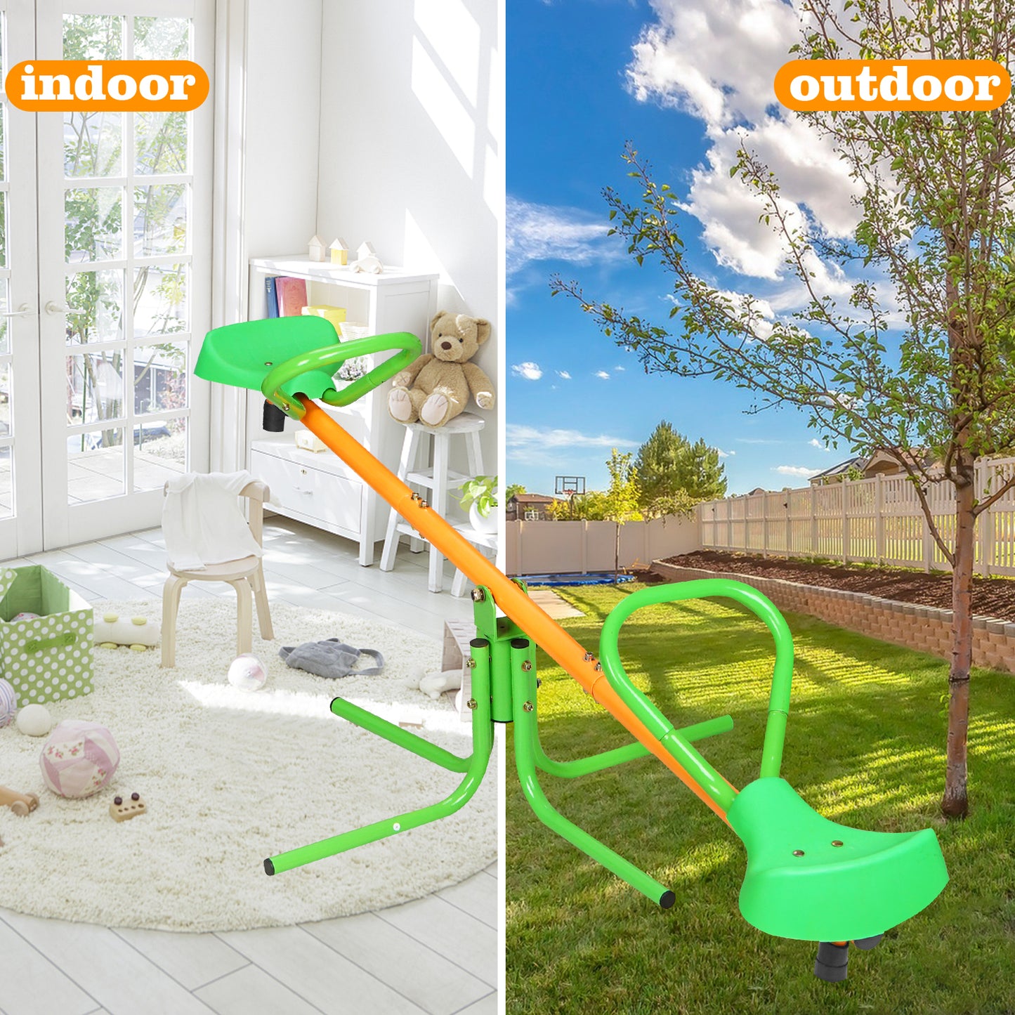 360 Degree Rotation Kids Seesaw, SHINPT Teeter Totter for Kids Outdoor/Indoor, Seesaw for Toddlers Age 3-8, Kids Indoor Playground for Best Gift, Sit and Spin Teeter Totter for Backyard, Garden, Lawn
