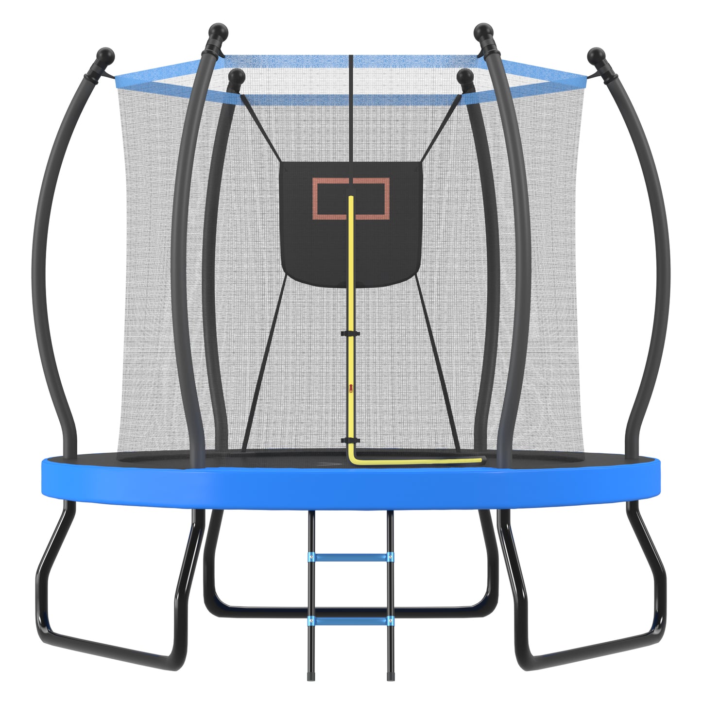 SHINPT 8FT Outdoor Trampoline for Kids & Adults, Rebounder Trampolines with Enclosure Net, Ladder, Coating Metal Frame, Recreational Large Backyard Trampoline for Garden, Park, Backyard